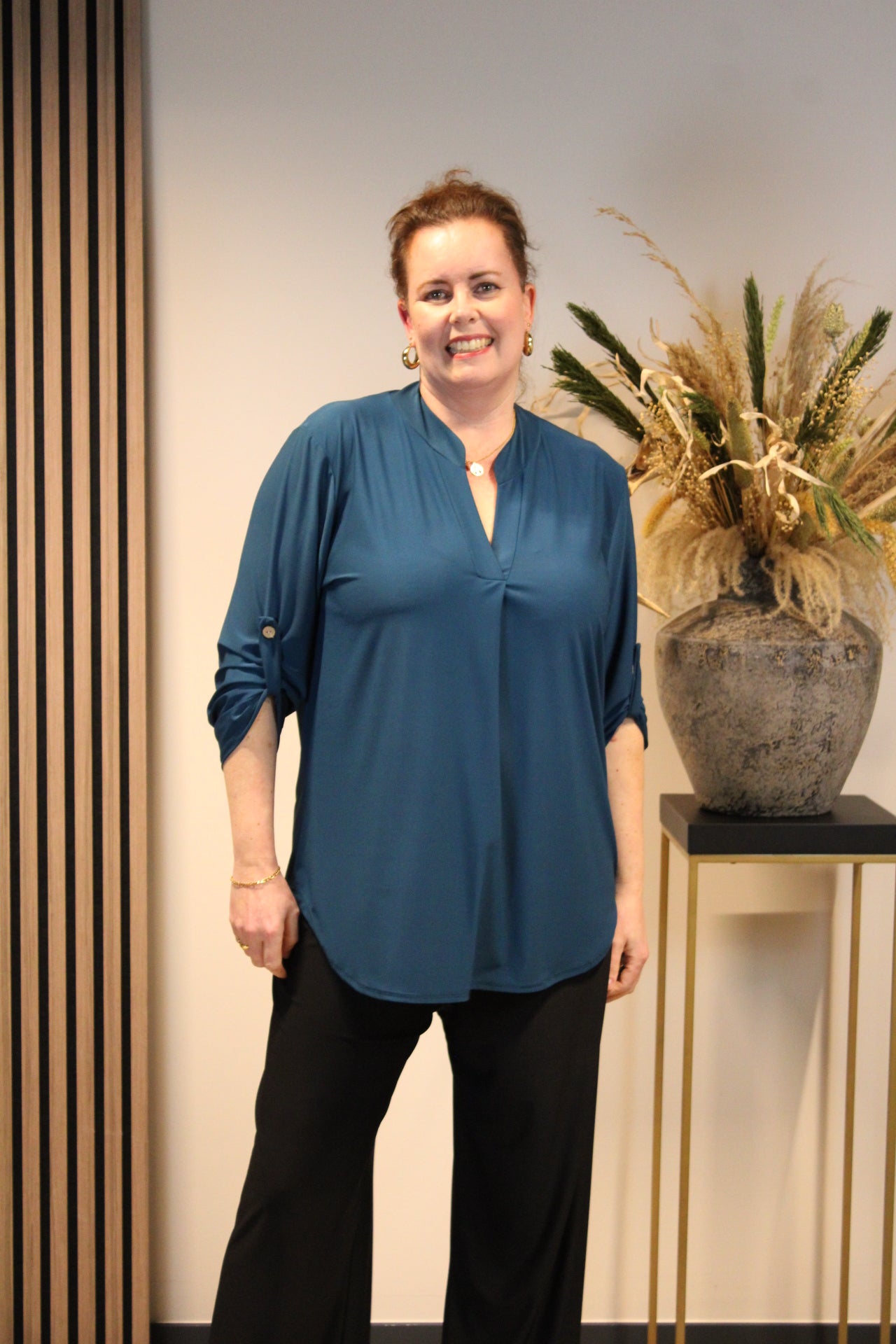 Dora | Bluse schwarz Langarm 52 bis 58