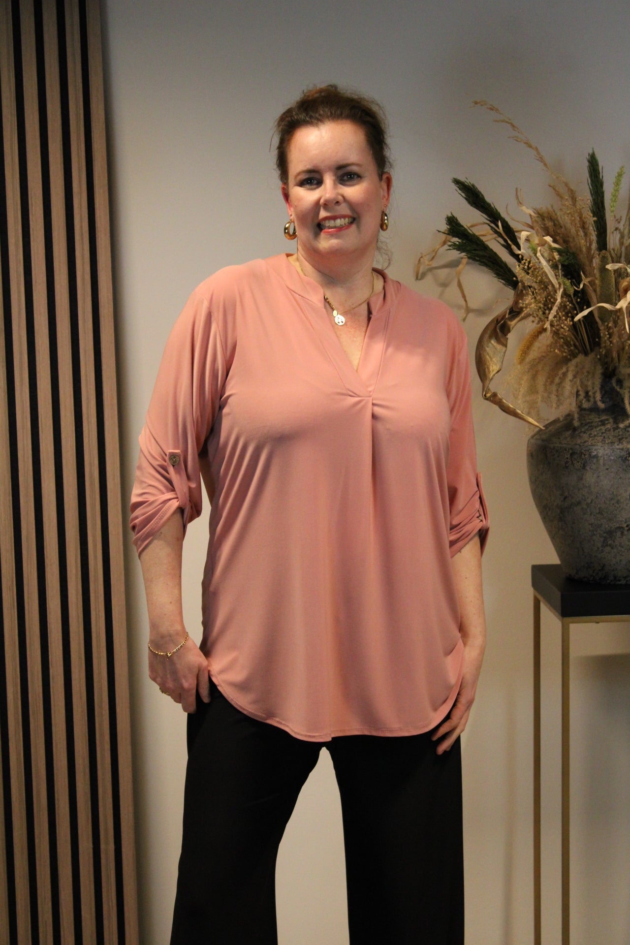 Mara | Blouse oud roze 38 t/m 48