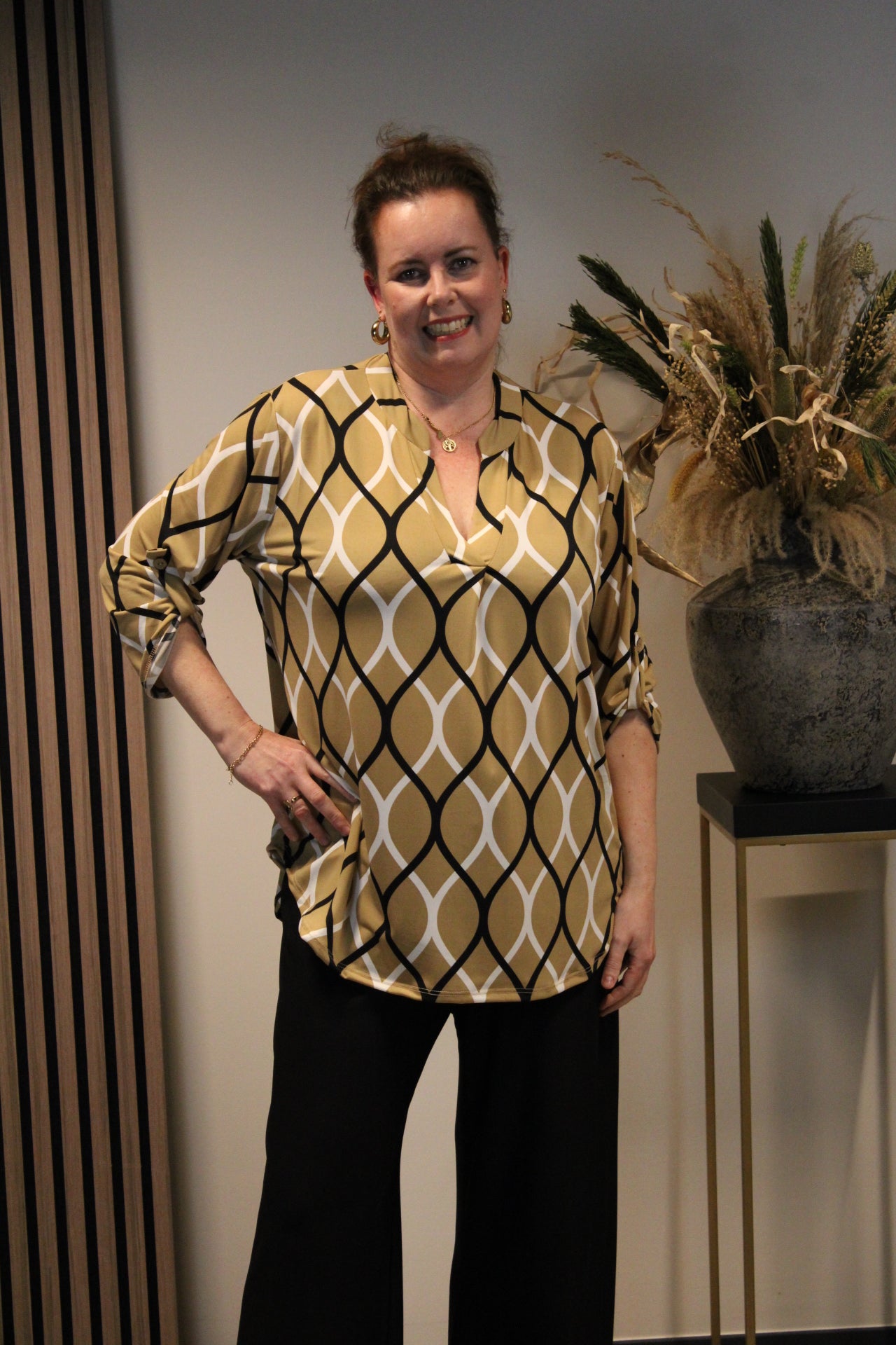 Dora | Bluse schwarz Langarm 52 bis 58