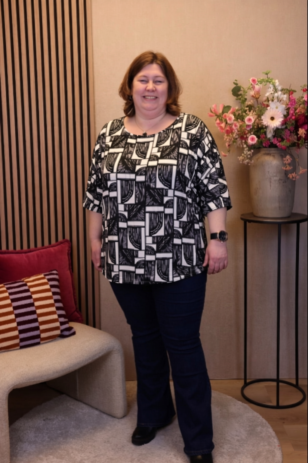 Dora | Bluse schwarz Langarm 52 bis 58