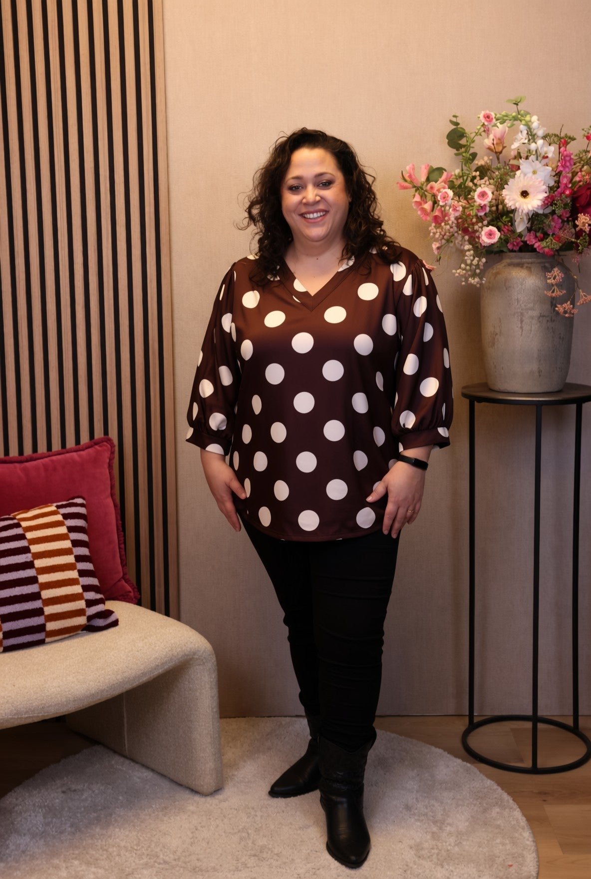 Dora | Bluse schwarz Langarm 52 bis 58