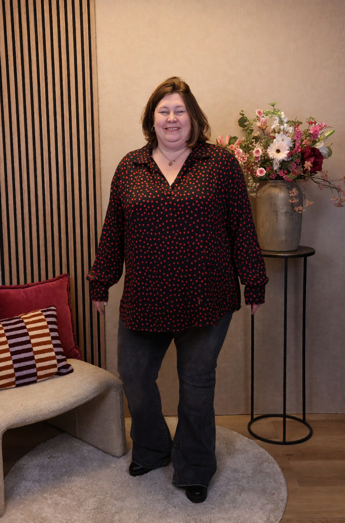 Dora | Bluse schwarz Langarm 52 bis 58