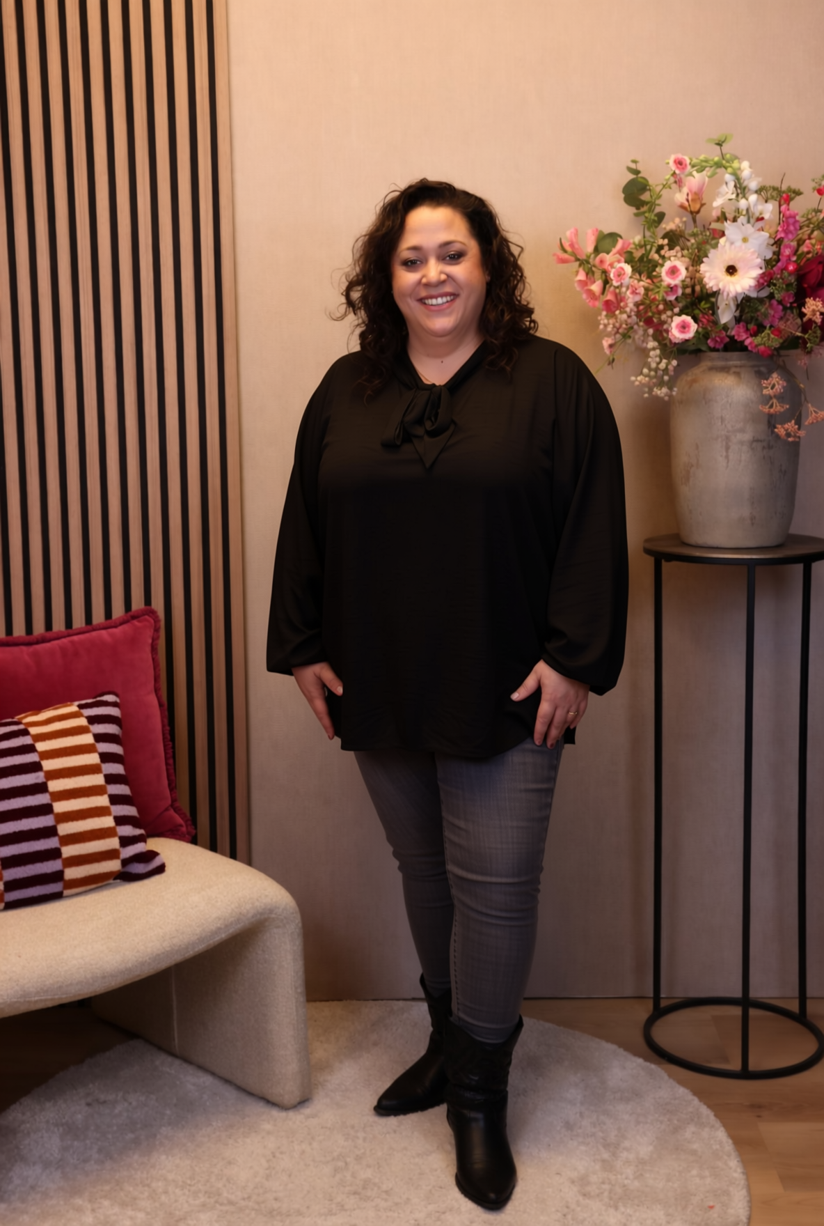 Dora | Bluse schwarz Langarm 52 bis 58