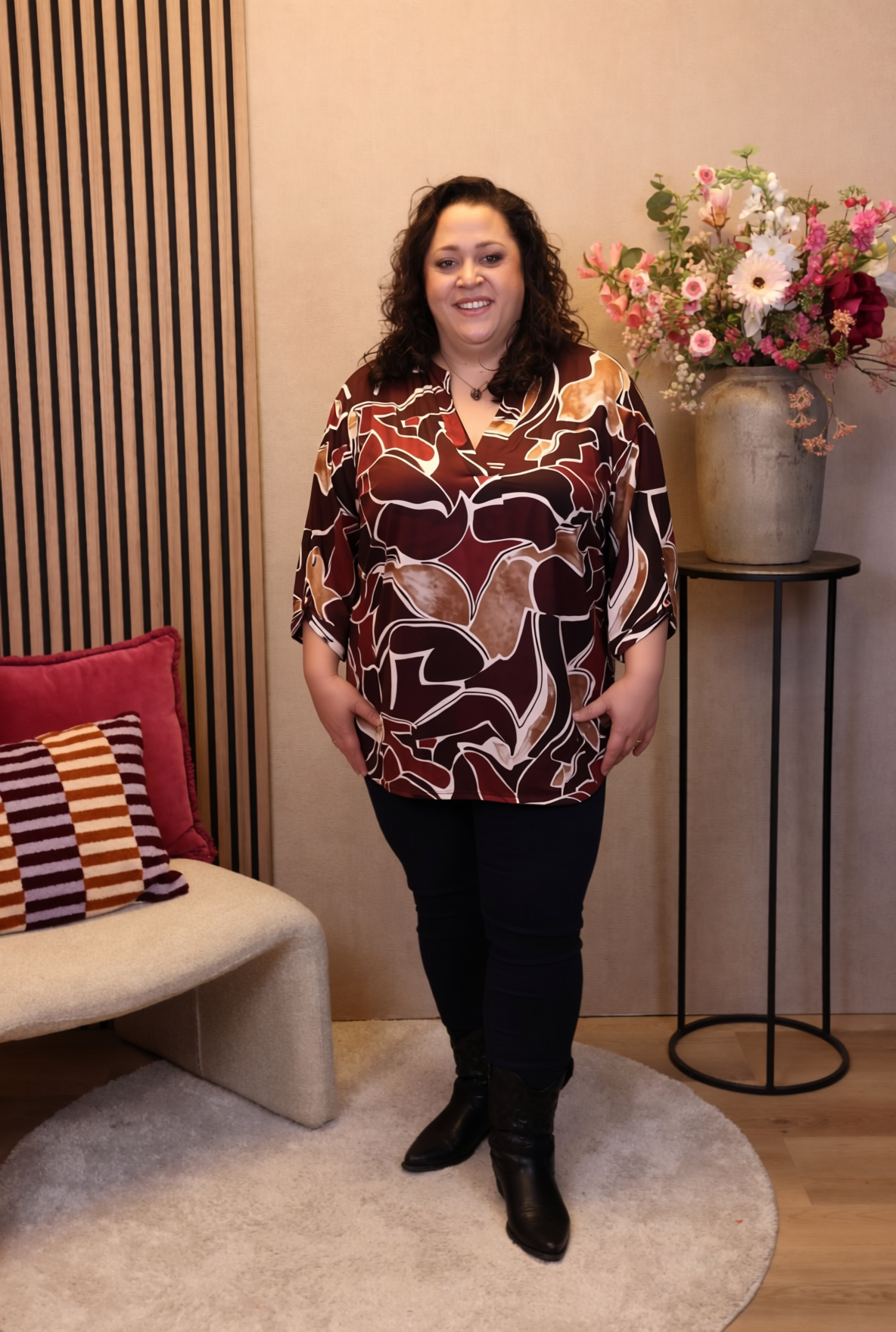 Dora | Bluse schwarz Langarm 52 bis 58