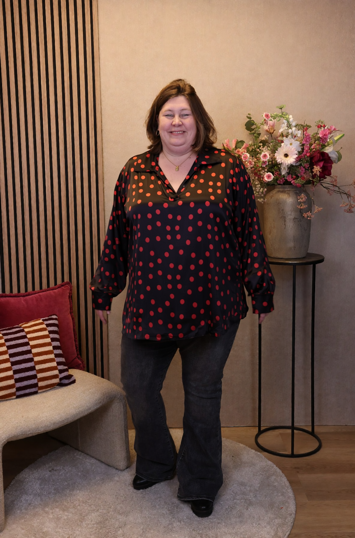 Dora | Bluse schwarz Langarm 52 bis 58