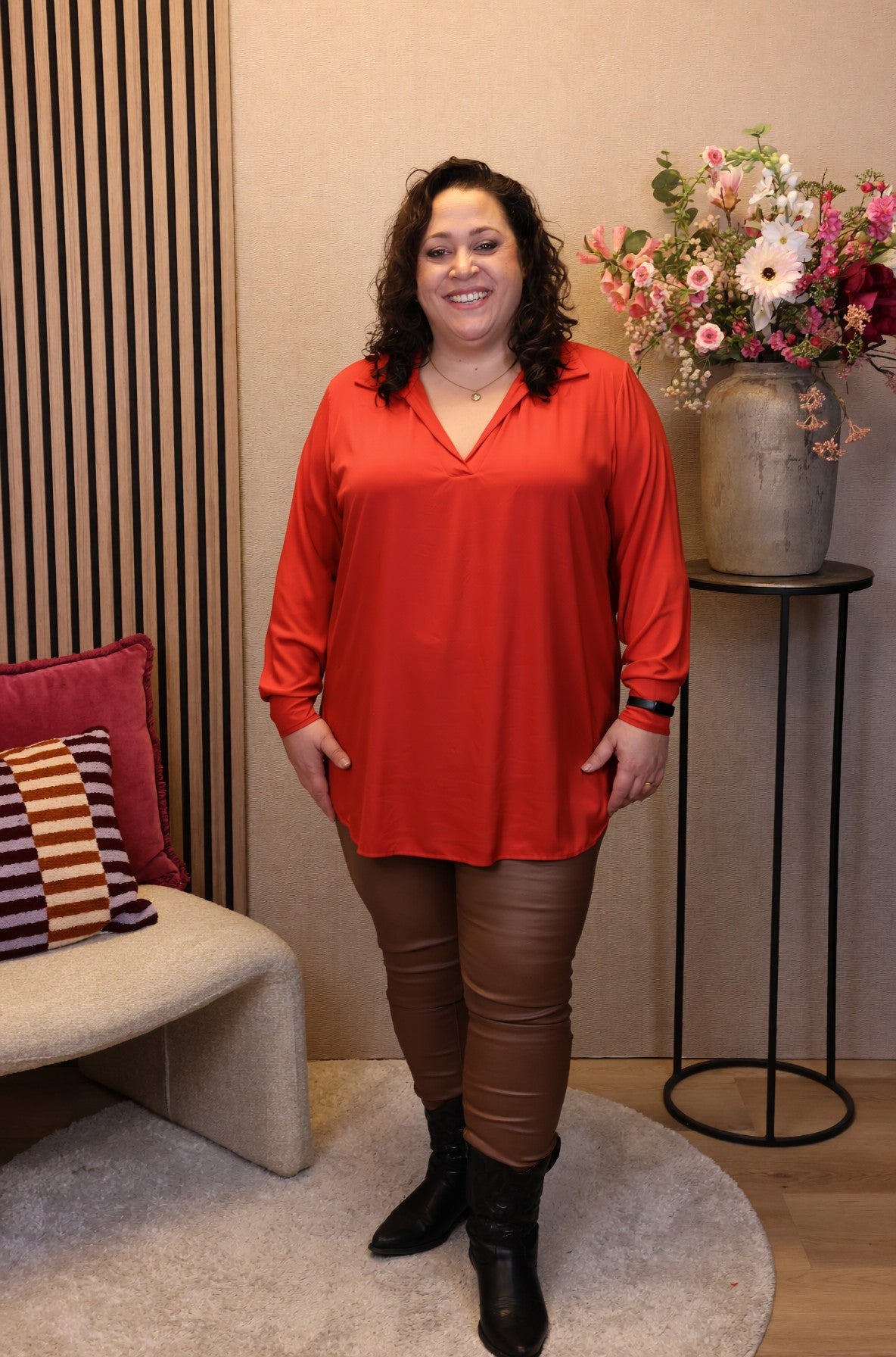 Dora | Bluse schwarz Langarm 52 bis 58