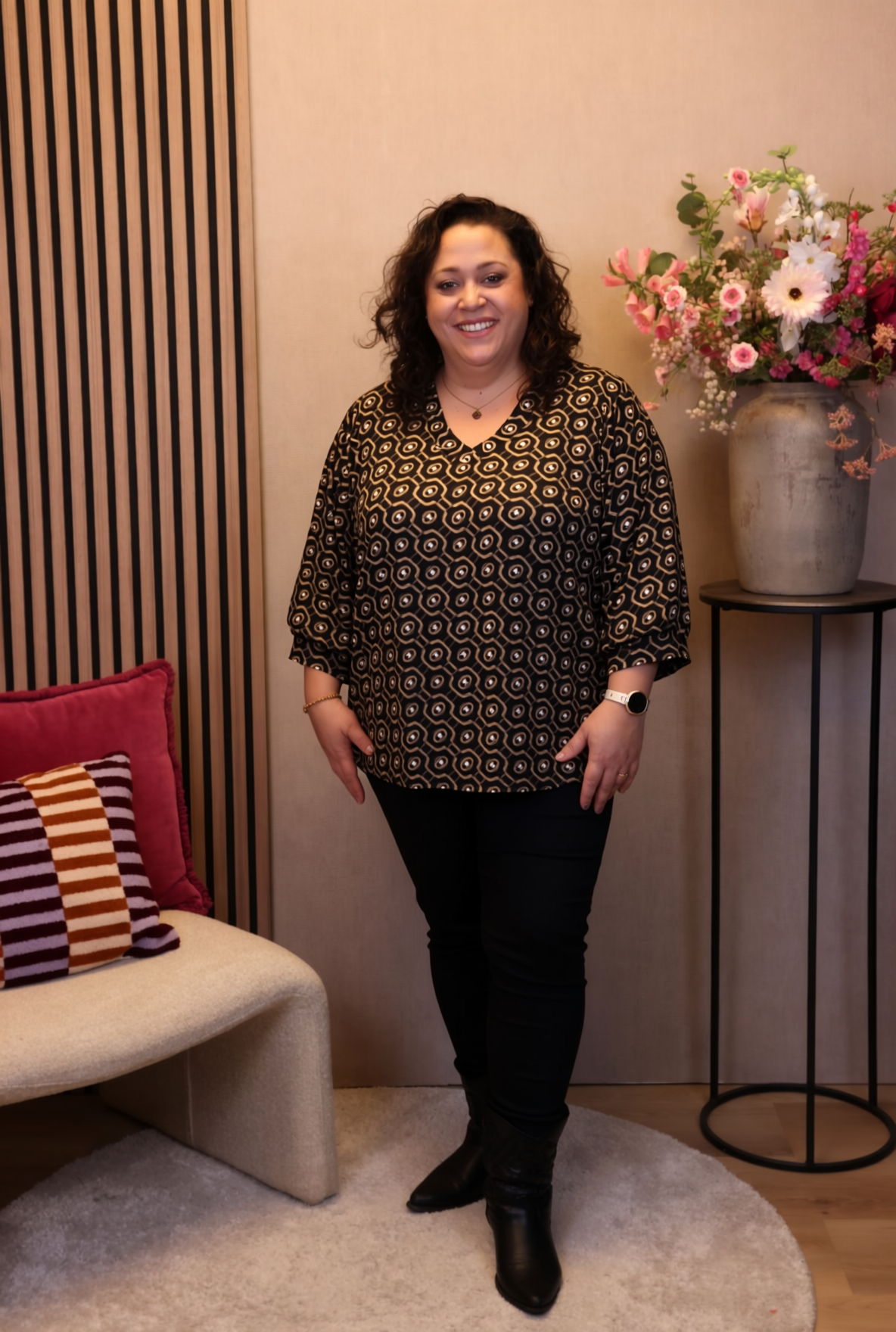 Dora | Bluse schwarz Langarm 52 bis 58