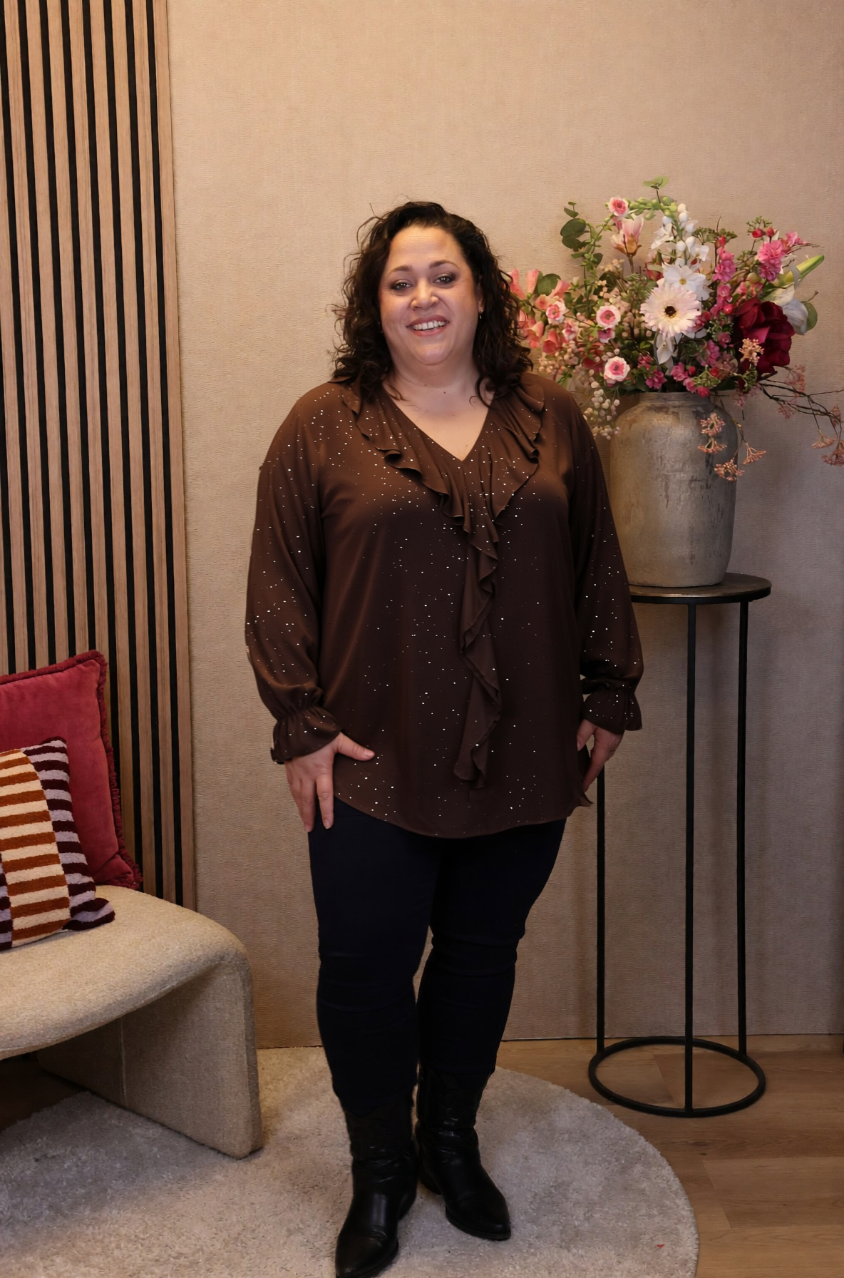 Dora | Bluse schwarz Langarm 52 bis 58