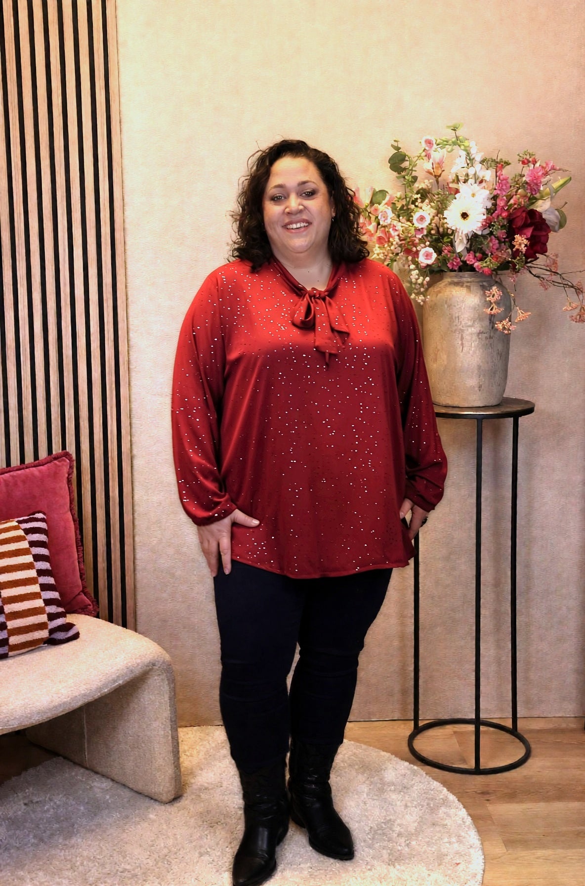 Dora | Bluse schwarz Langarm 52 bis 58