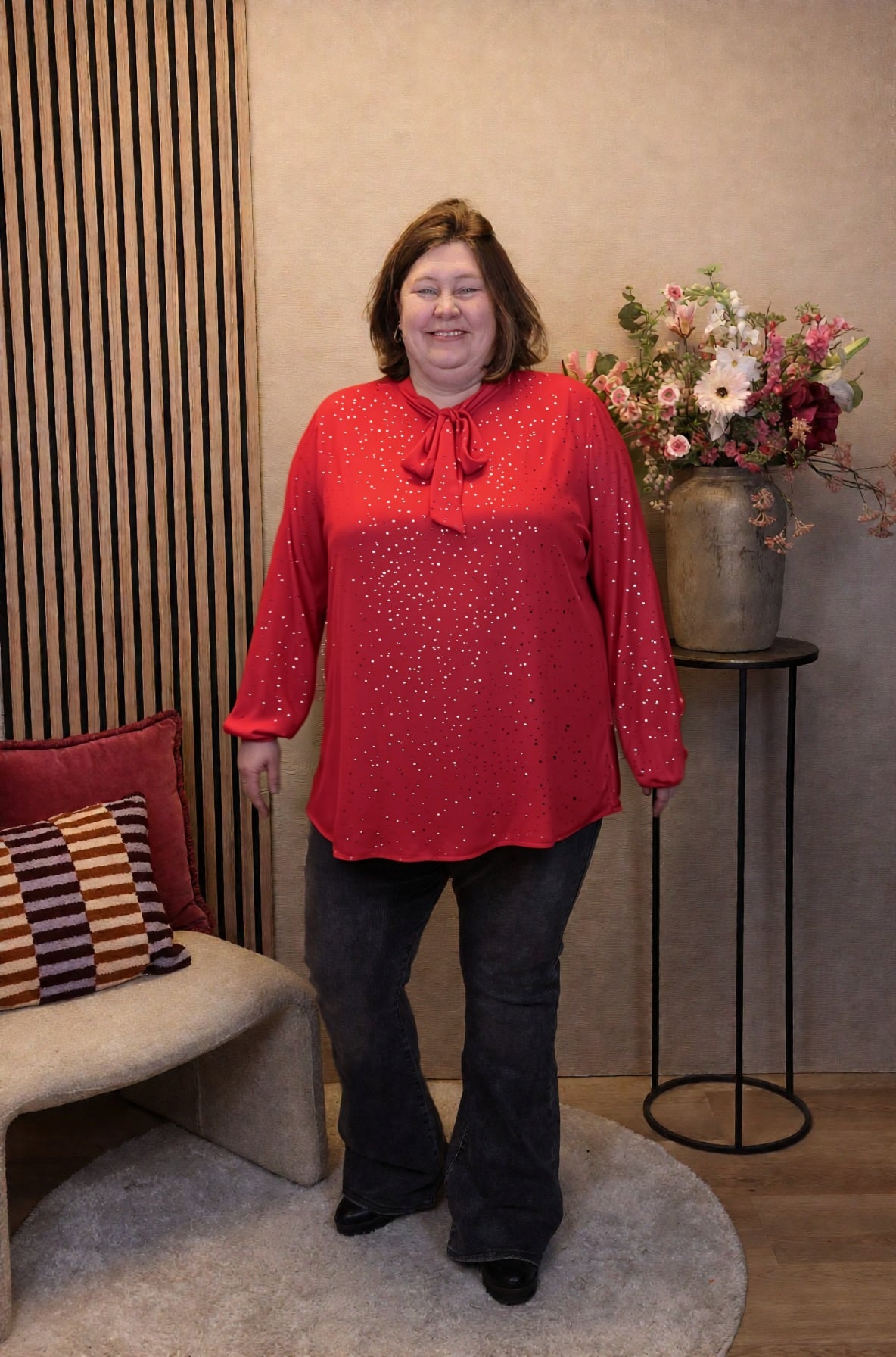Dora | Bluse schwarz Langarm 52 bis 58