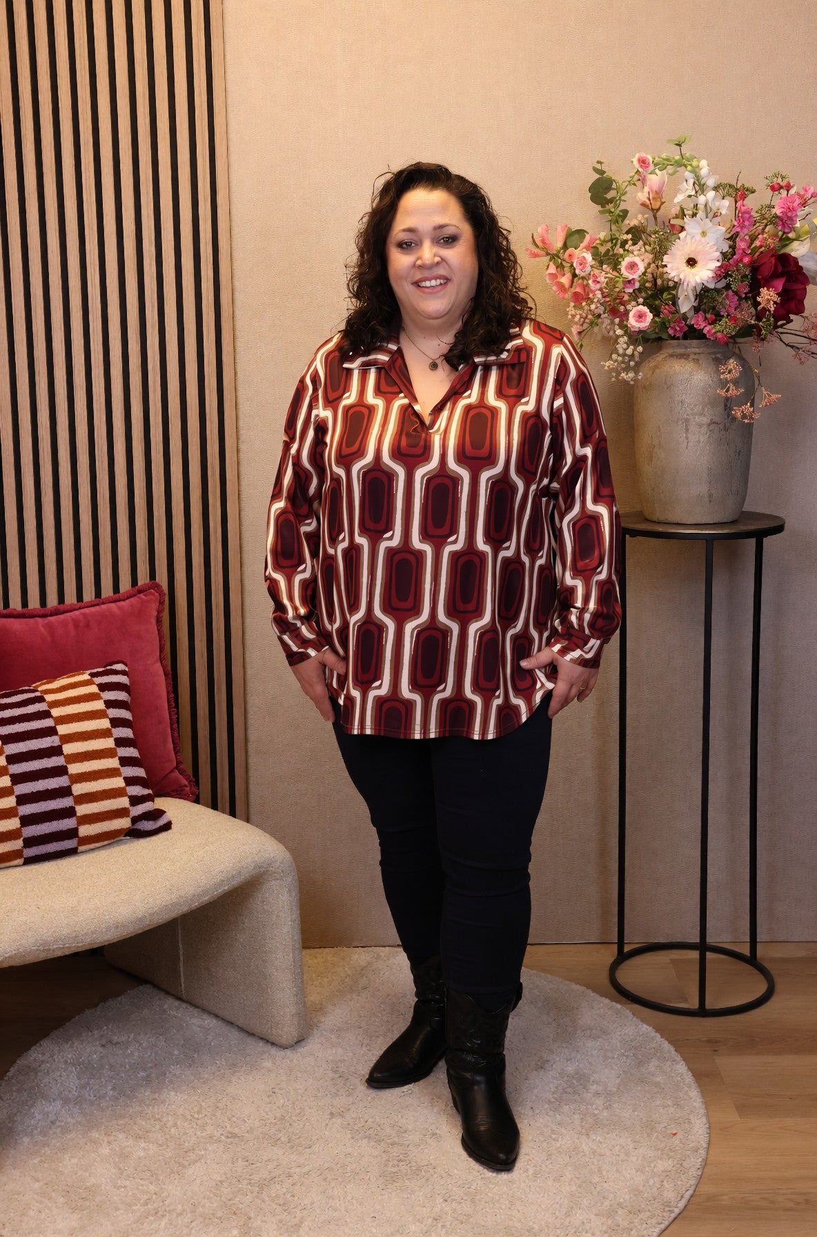 Dora | Bluse schwarz Langarm 52 bis 58