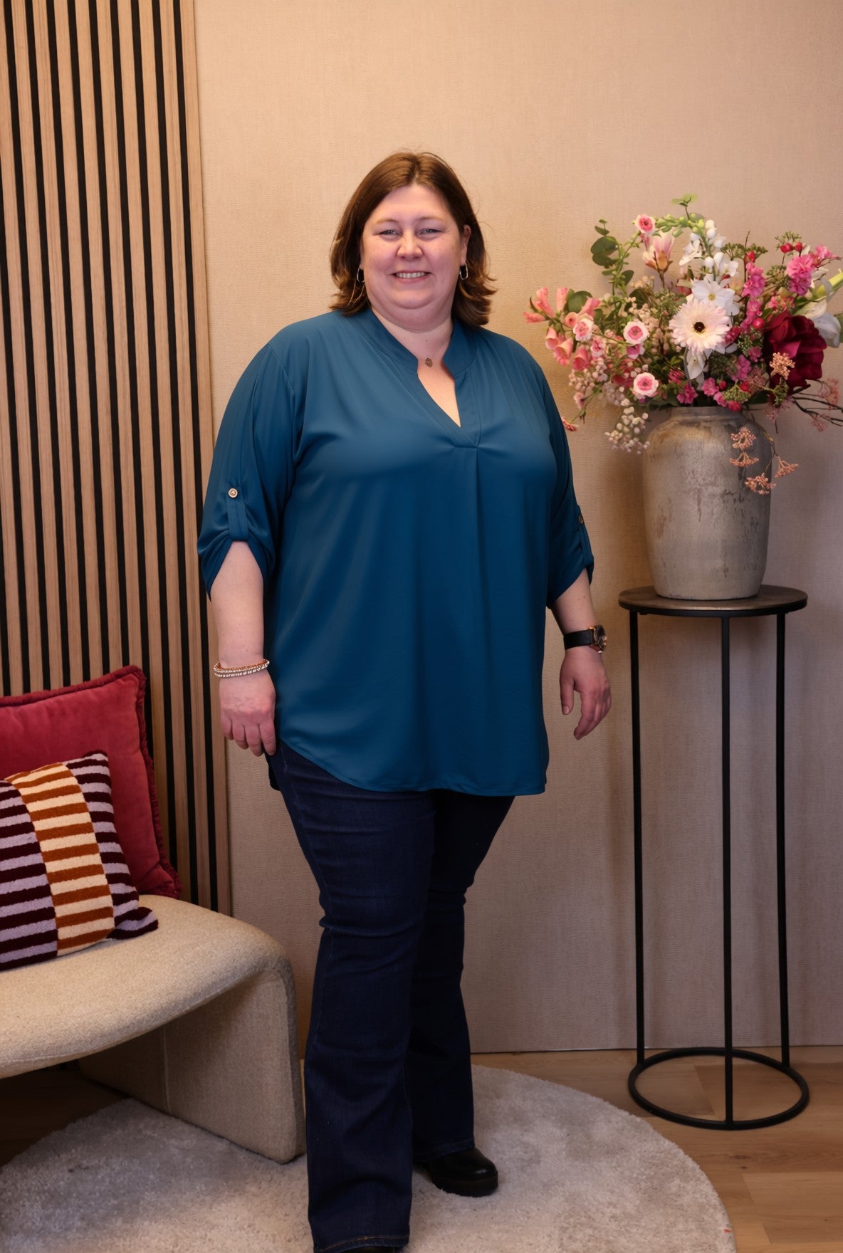 Dora | Bluse schwarz Langarm 52 bis 58