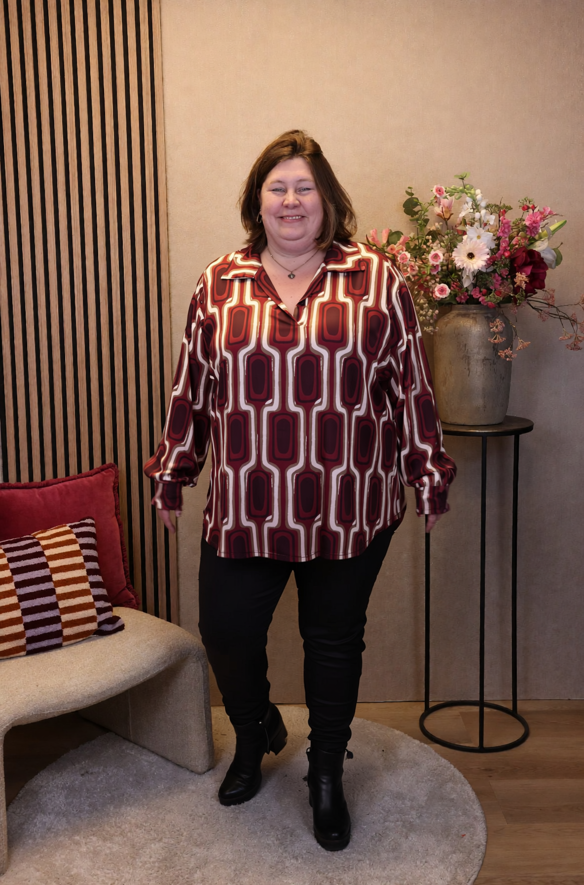 Dora | Bluse schwarz Langarm 52 bis 58
