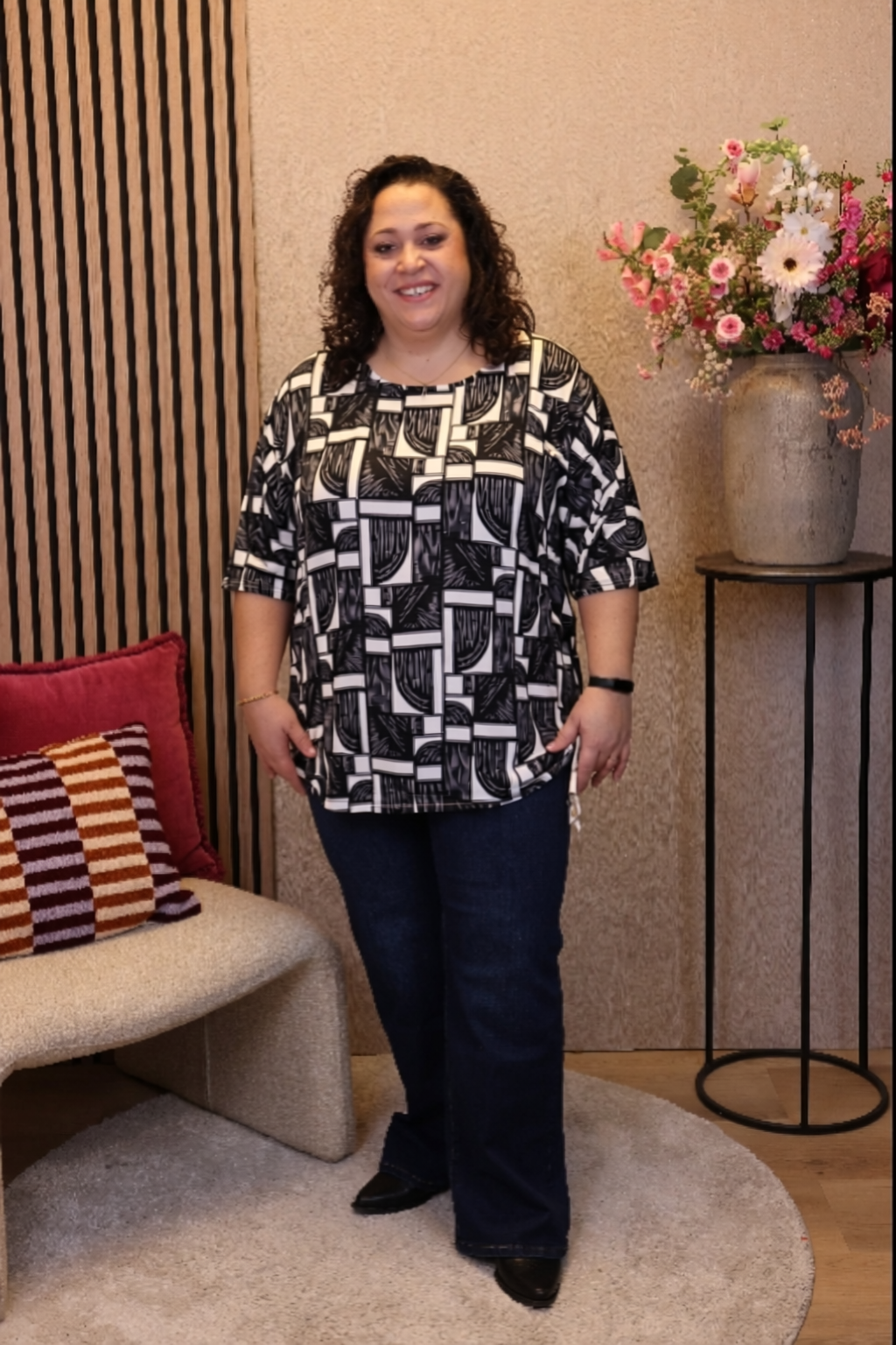 Dora | Bluse schwarz Langarm 52 bis 58