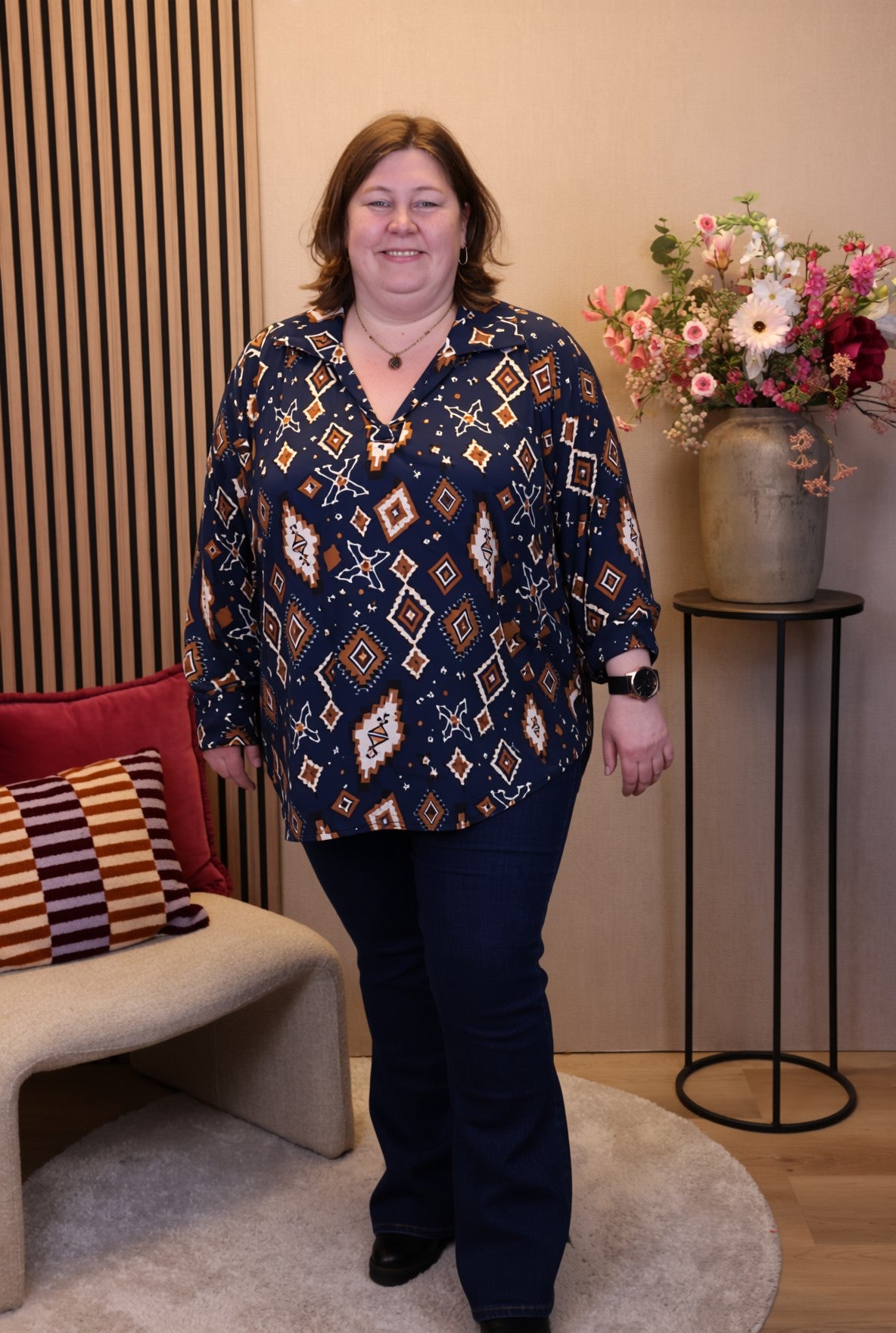 Dora | Bluse schwarz Langarm 52 bis 58