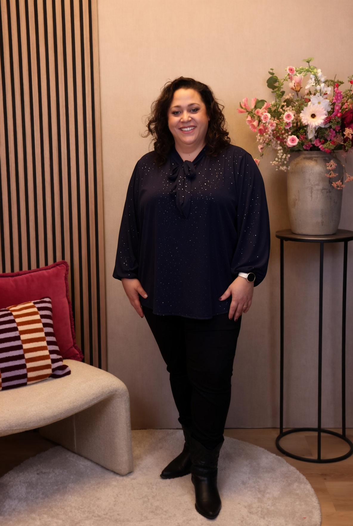 Dora | Bluse schwarz Langarm 52 bis 58