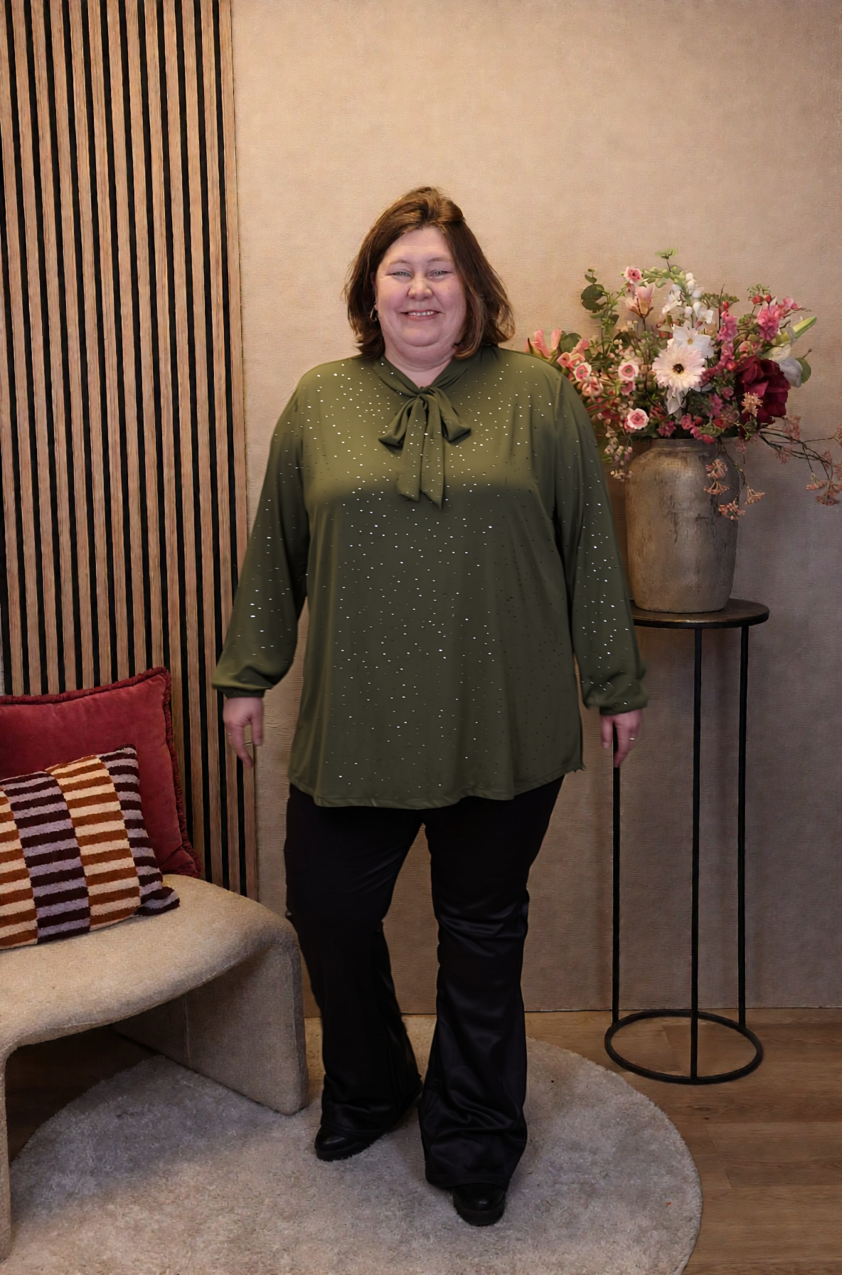 Dora | Bluse schwarz Langarm 52 bis 58