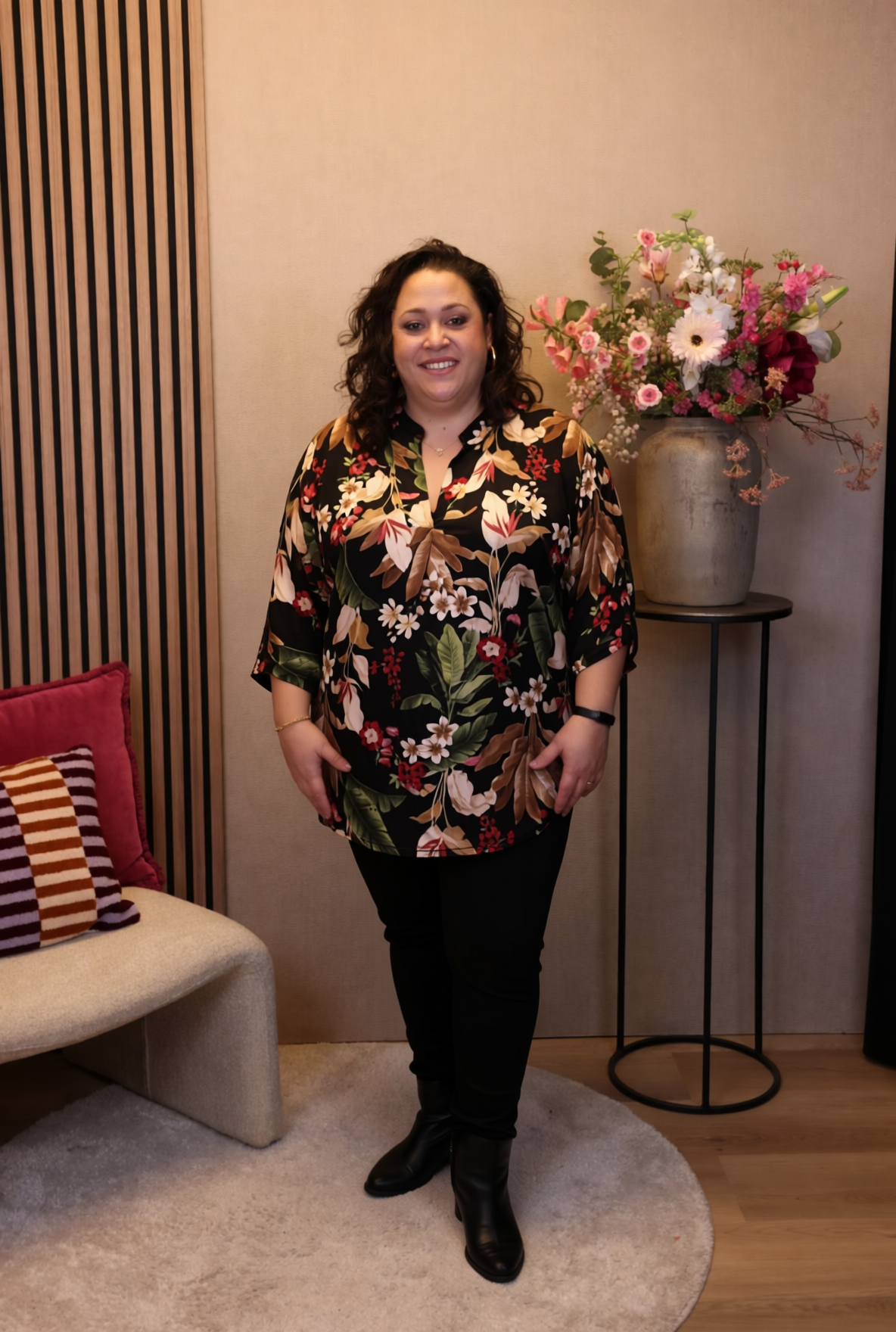 Dora | Bluse schwarz Langarm 52 bis 58