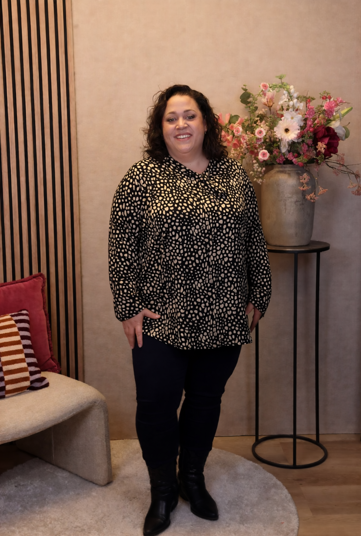 Dora | Bluse schwarz Langarm 52 bis 58