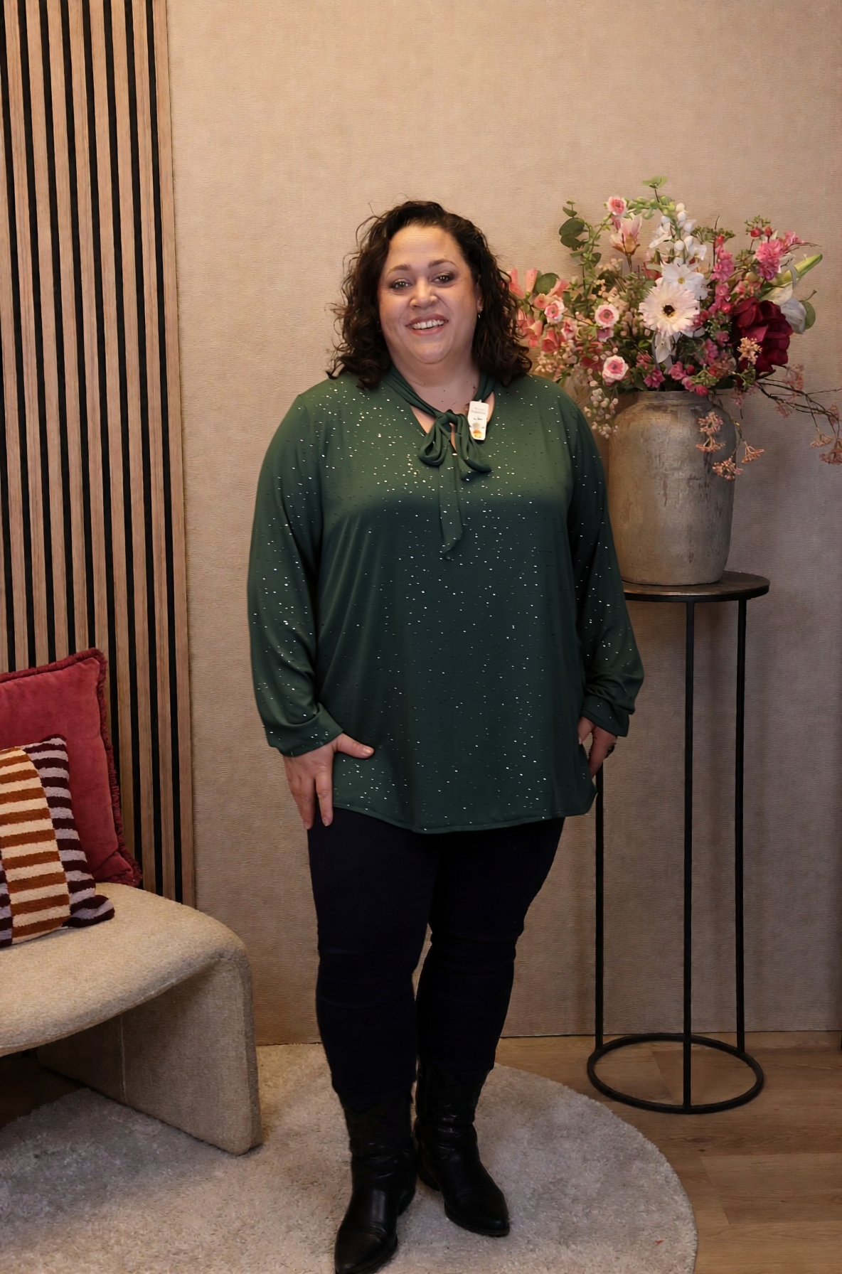 Dora | Bluse schwarz Langarm 52 bis 58