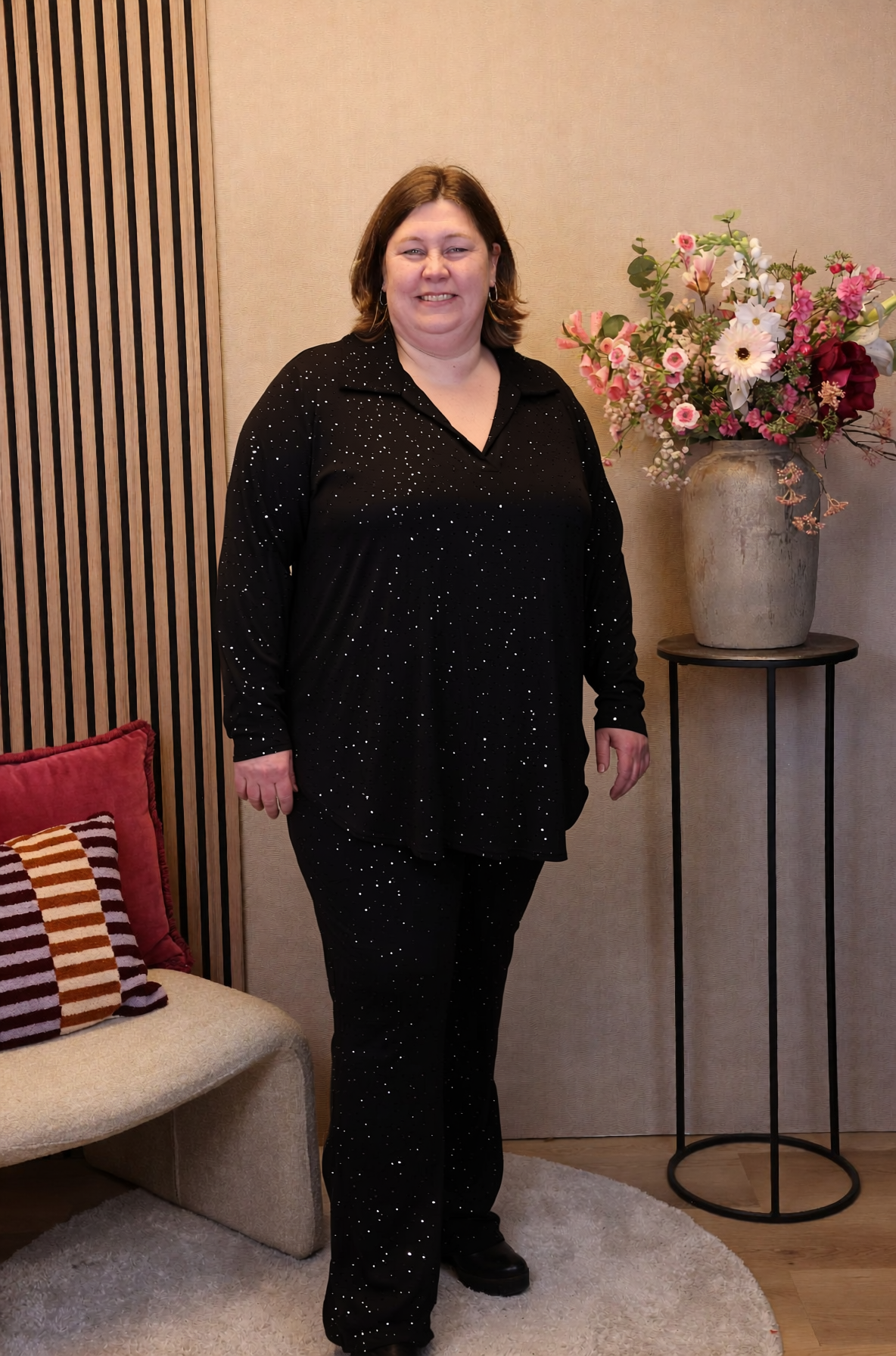Dora | Bluse schwarz Langarm 52 bis 58
