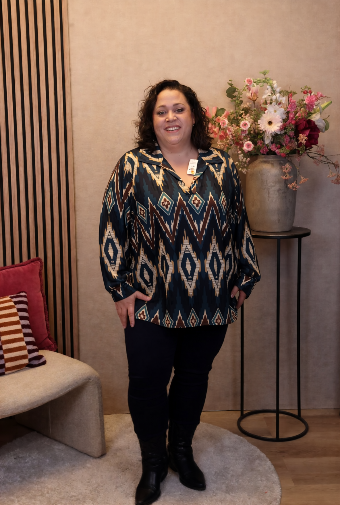 Dora | Bluse schwarz Langarm 52 bis 58