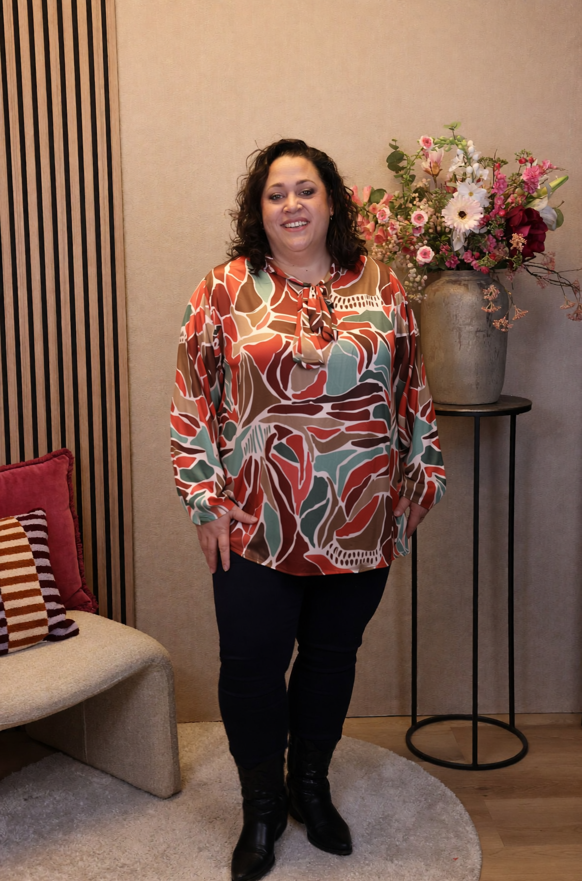 Dora | Bluse schwarz Langarm 52 bis 58