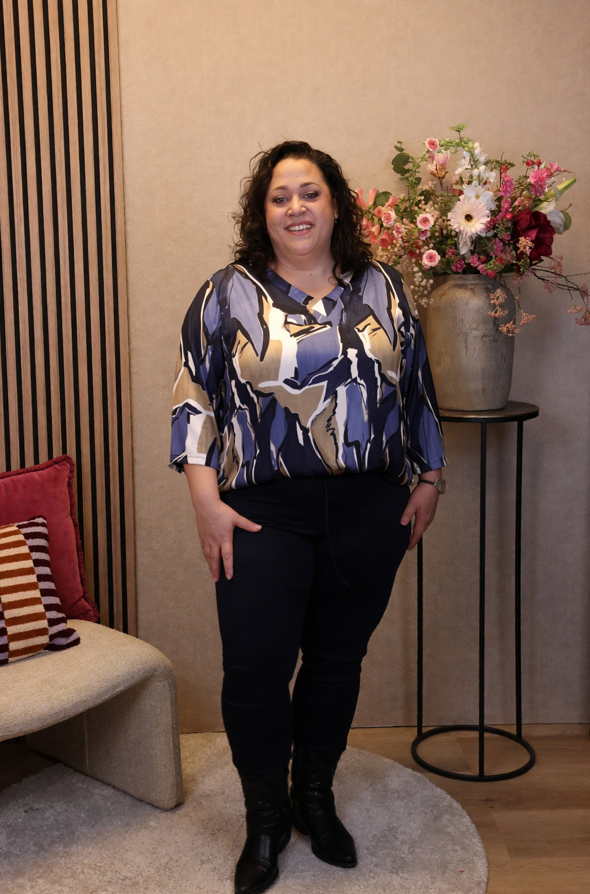 Dora | Bluse schwarz Langarm 52 bis 58
