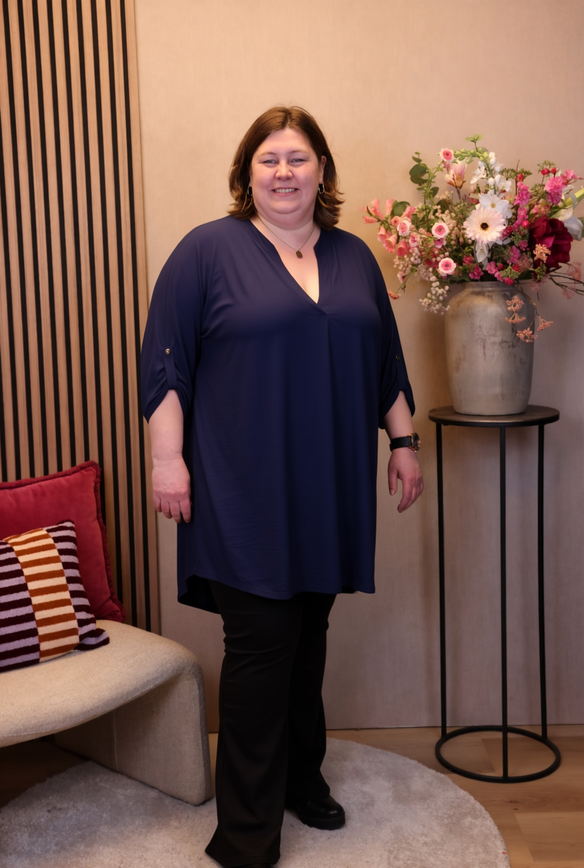 Dora | Bluse schwarz Langarm 52 bis 58