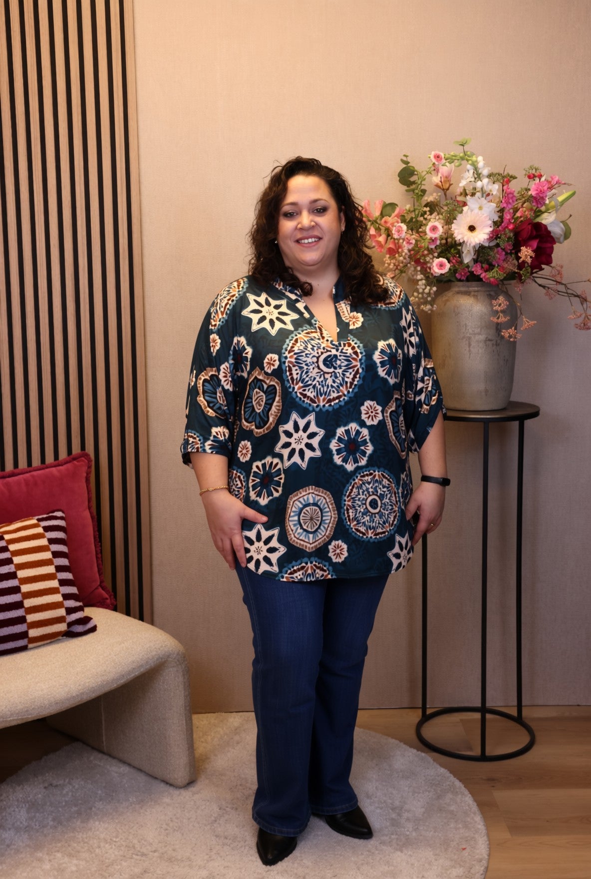 Dora | Bluse schwarz Langarm 52 bis 58