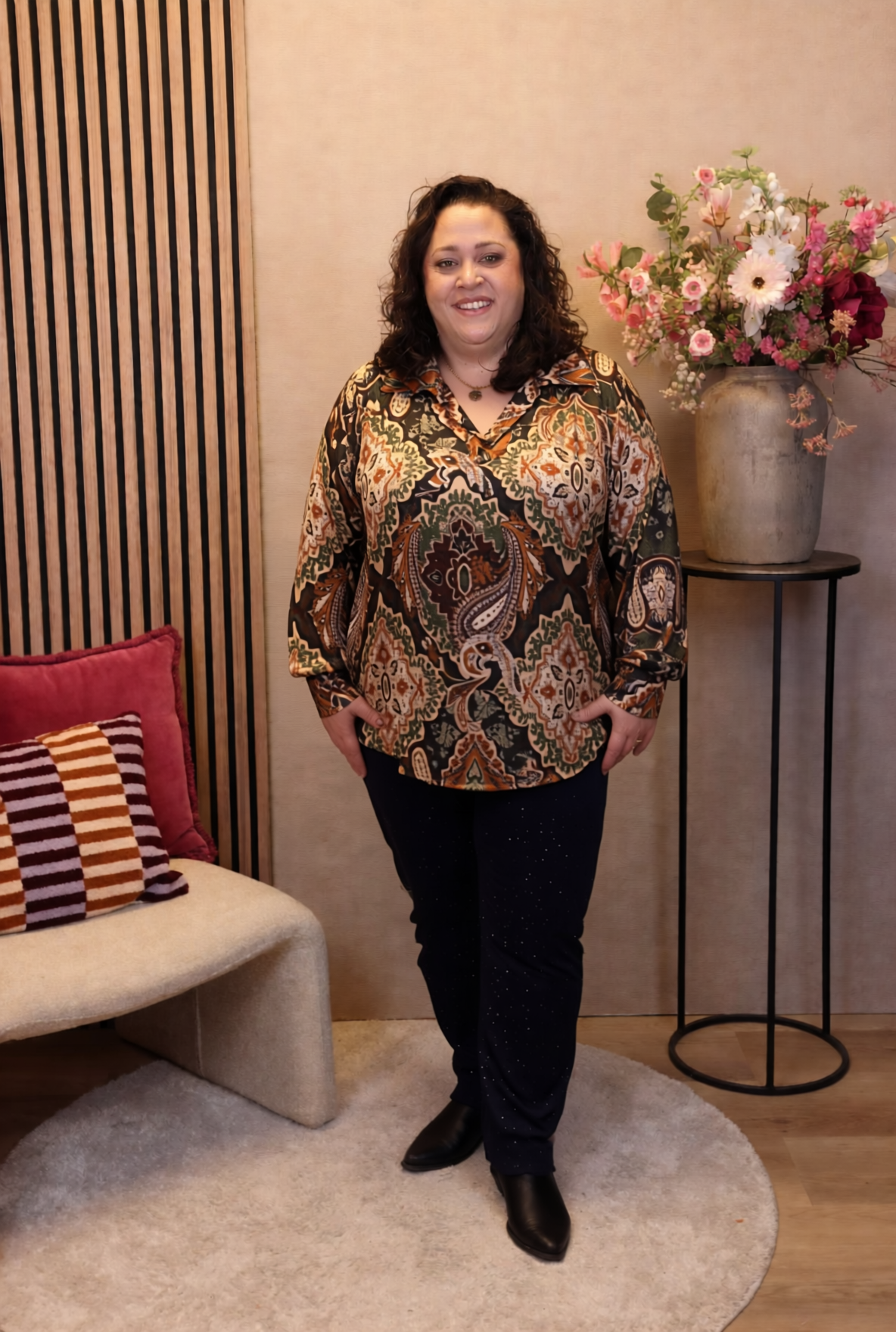 Dora | Bluse schwarz Langarm 52 bis 58