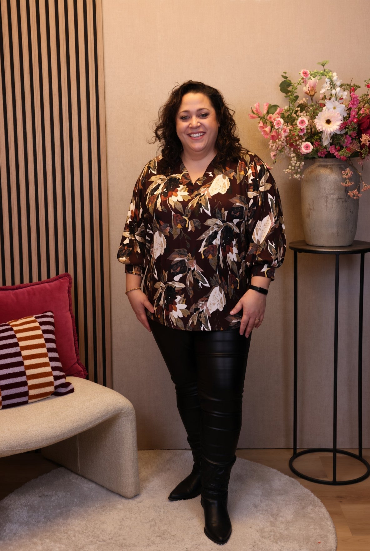 Dora | Bluse schwarz Langarm 52 bis 58