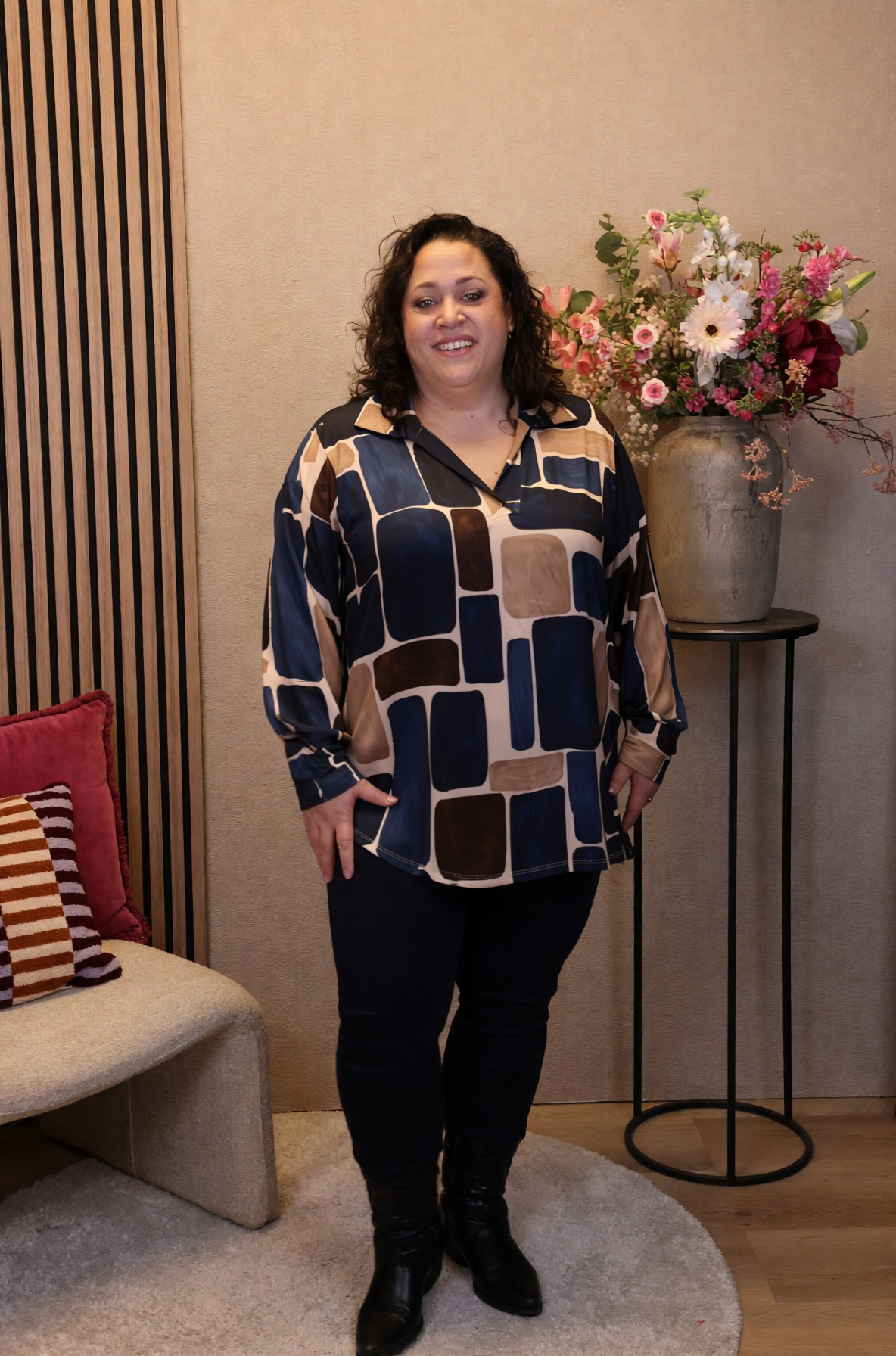 Dora | Bluse schwarz Langarm 52 bis 58