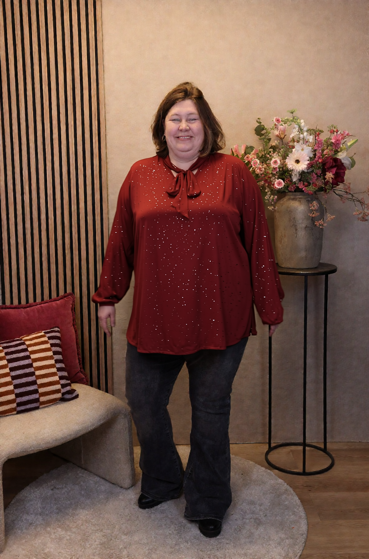 Dora | Bluse schwarz Langarm 52 bis 58