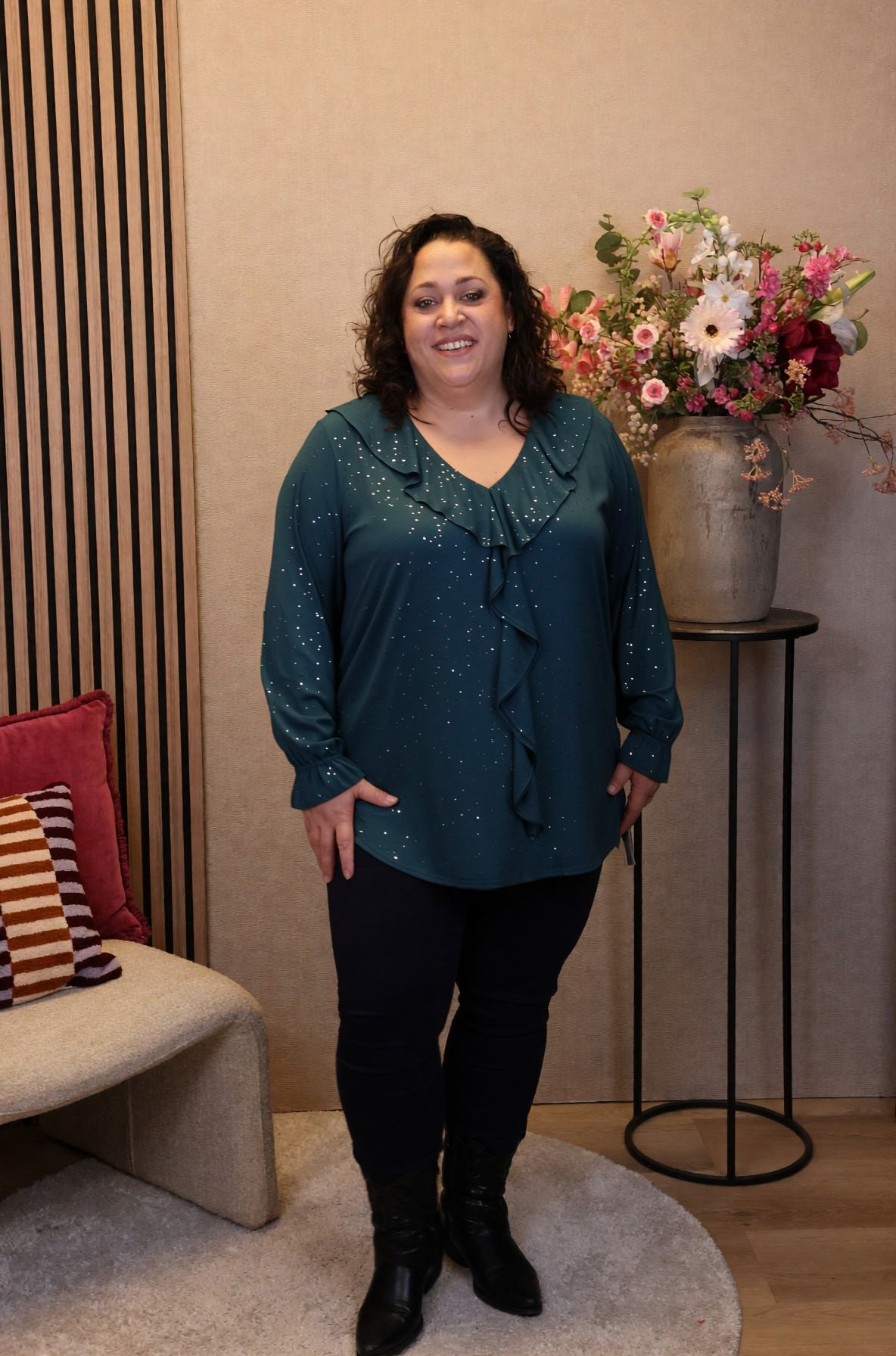 Dora | Bluse schwarz Langarm 52 bis 58