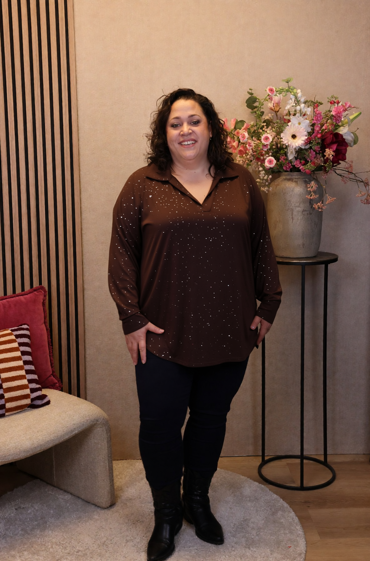 Dora | Bluse schwarz Langarm 52 bis 58