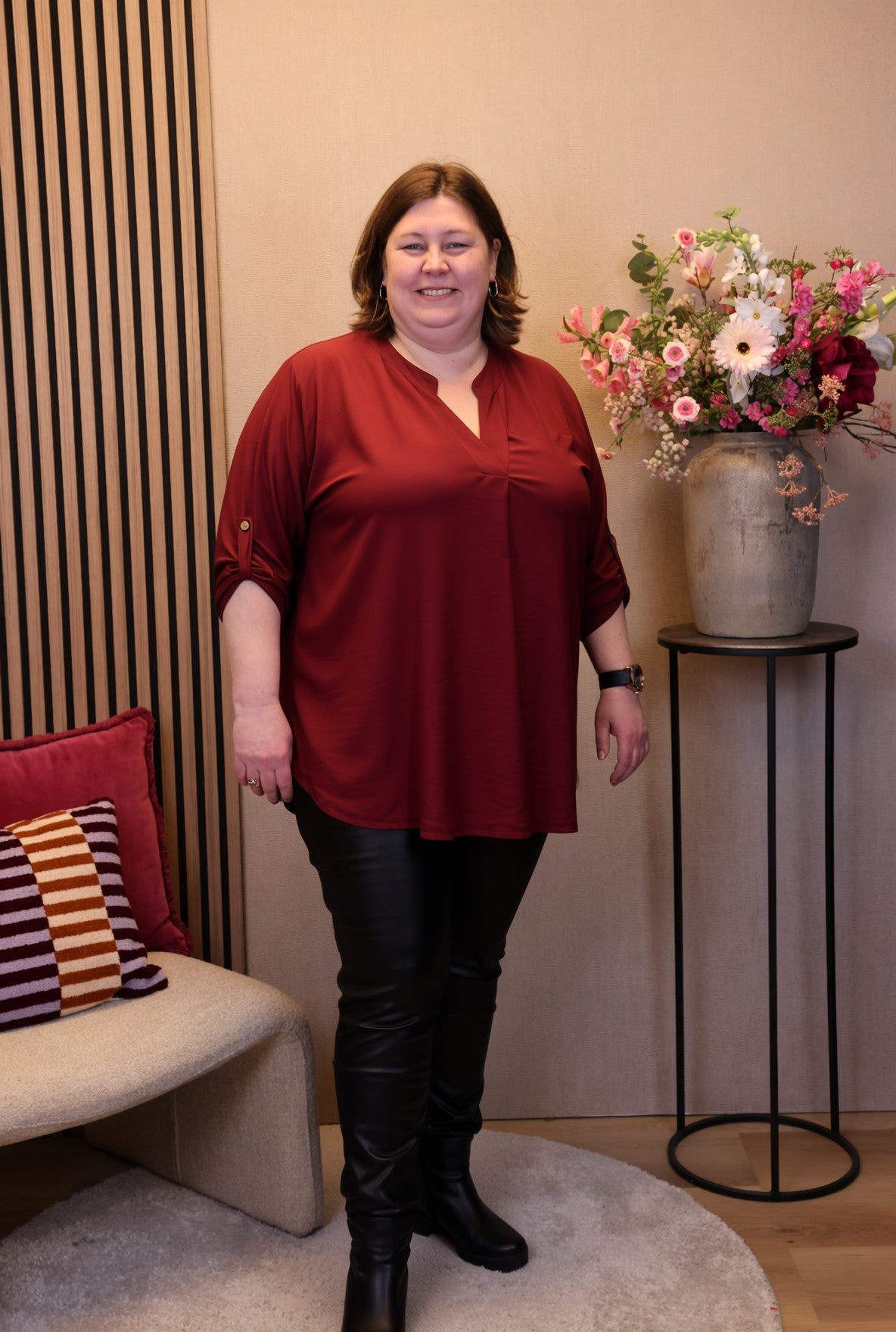 Dora | Bluse schwarz Langarm 52 bis 58