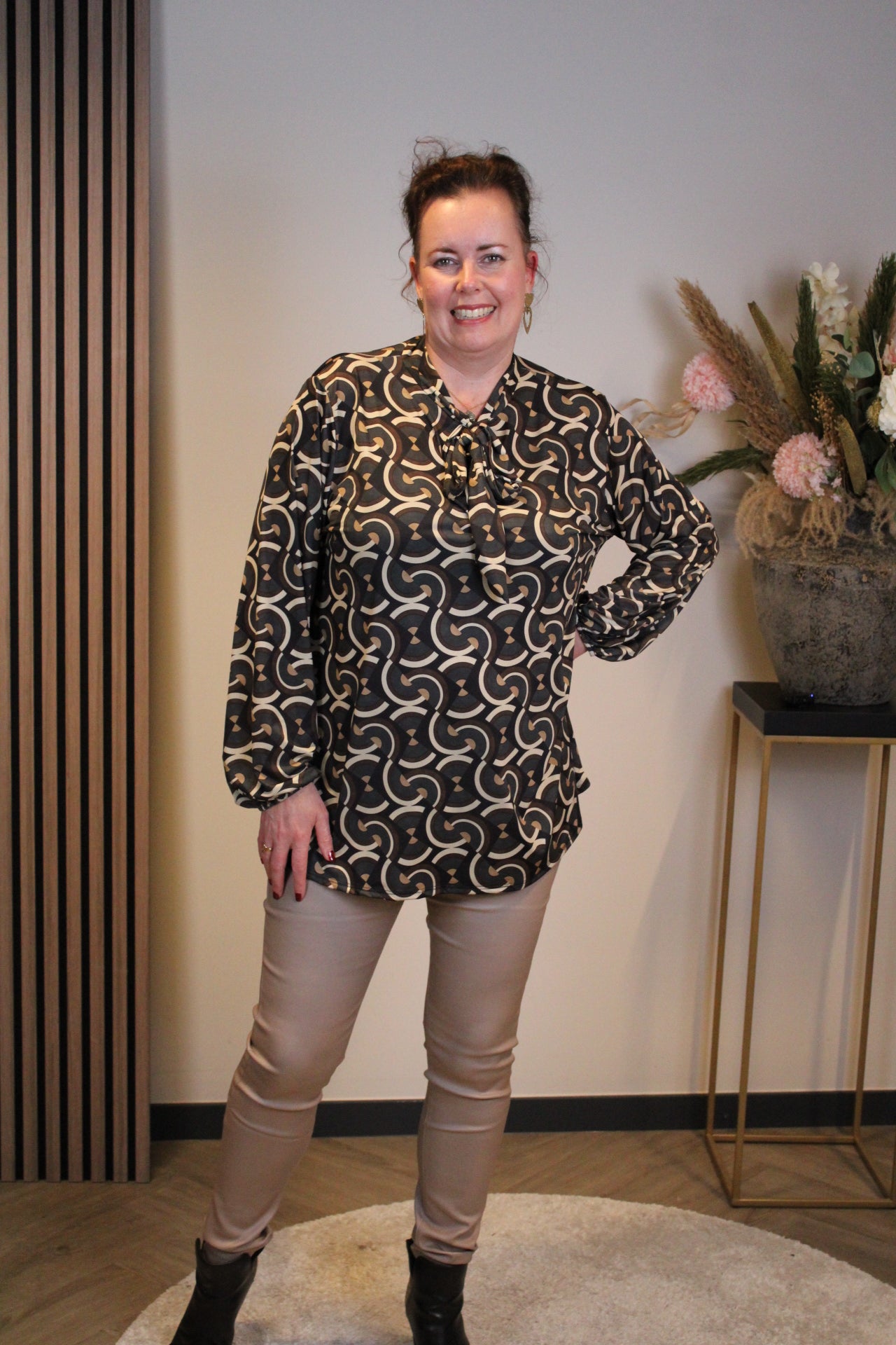 Miekje | Bluse braun Langarm 38 bis 48