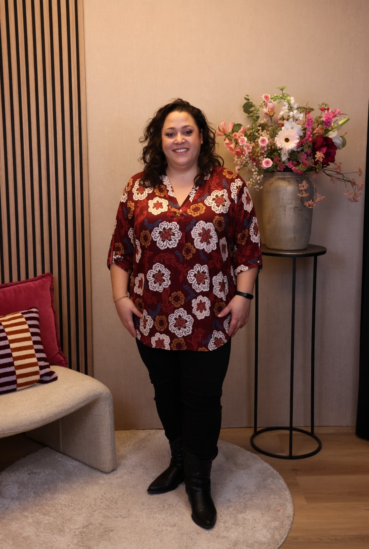 Dora | Bluse schwarz Langarm 52 bis 58