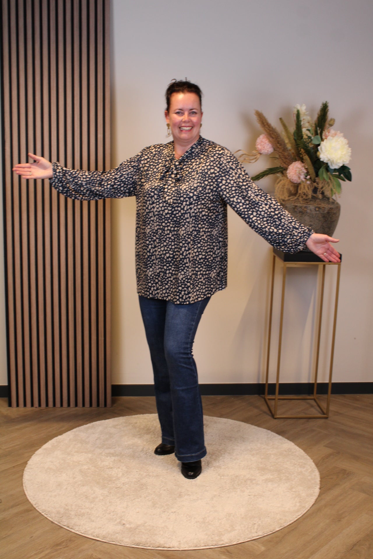 Janneke | Bluse blau Langarm 48 bis 52