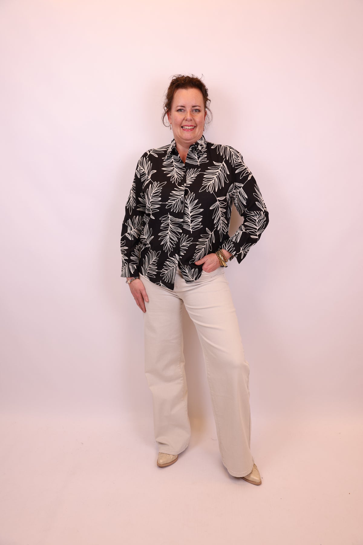 Dora | Bluse schwarz Langarm 52 bis 58