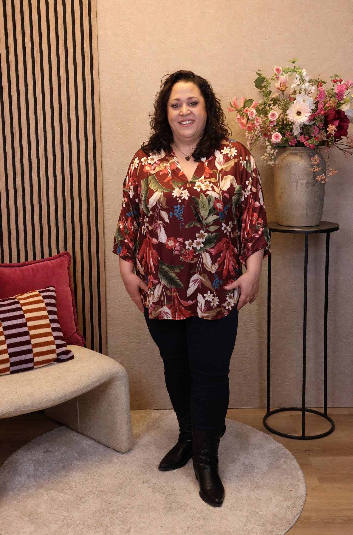 Dora | Bluse schwarz Langarm 52 bis 58