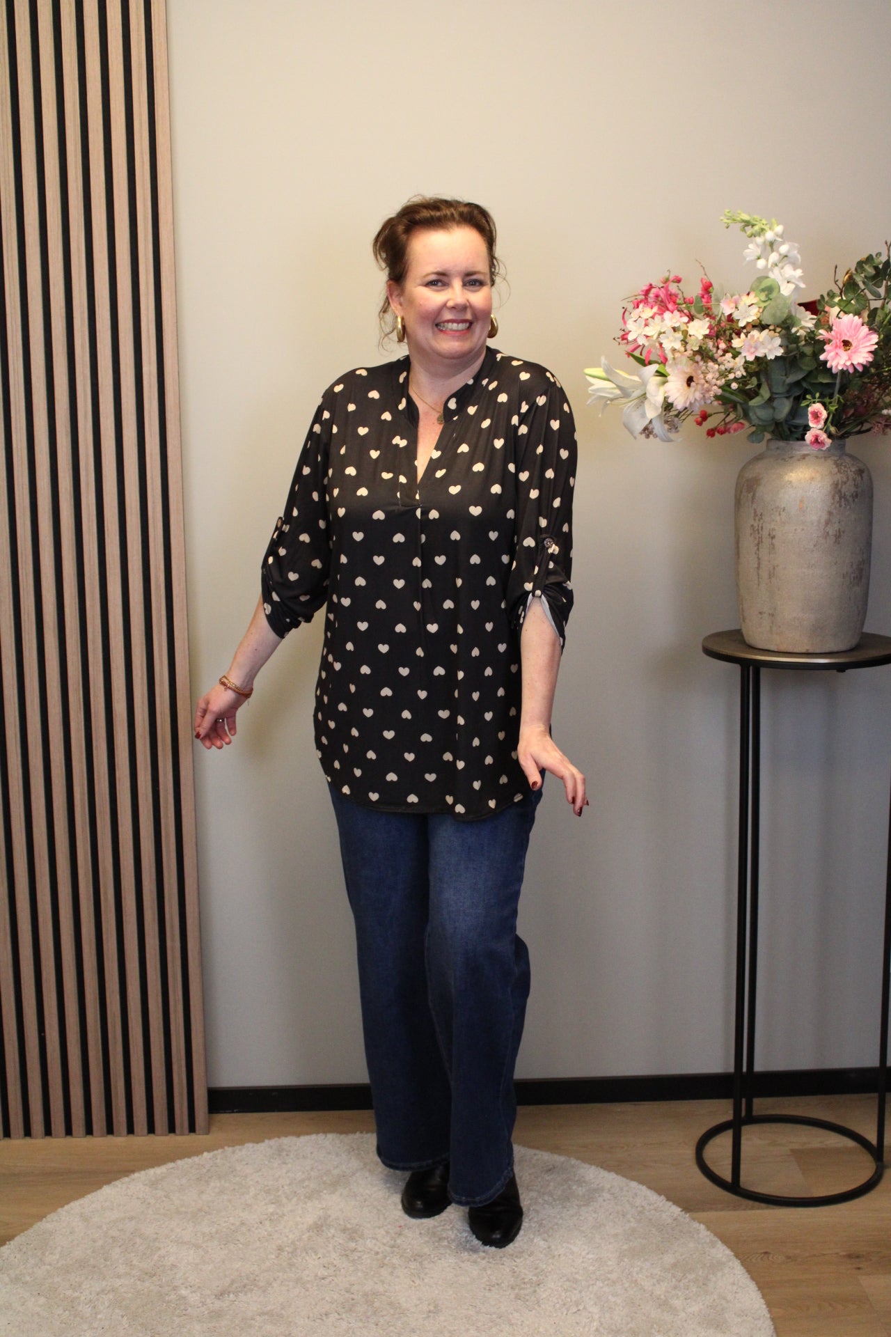 Dora | Bluse schwarz Langarm 38 bis 48