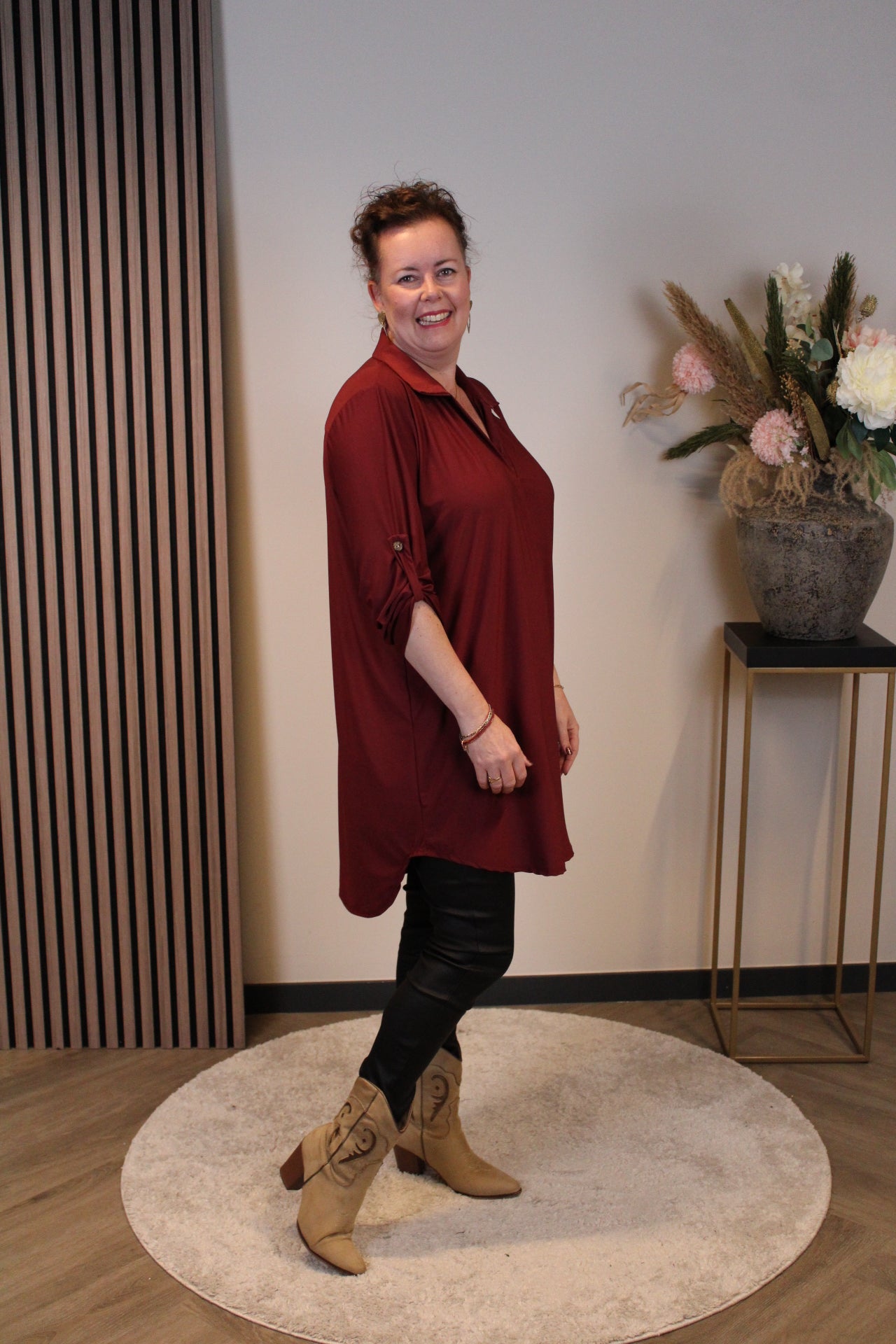 Lana | Blaue Bluse mit Kragen 38 bis 48