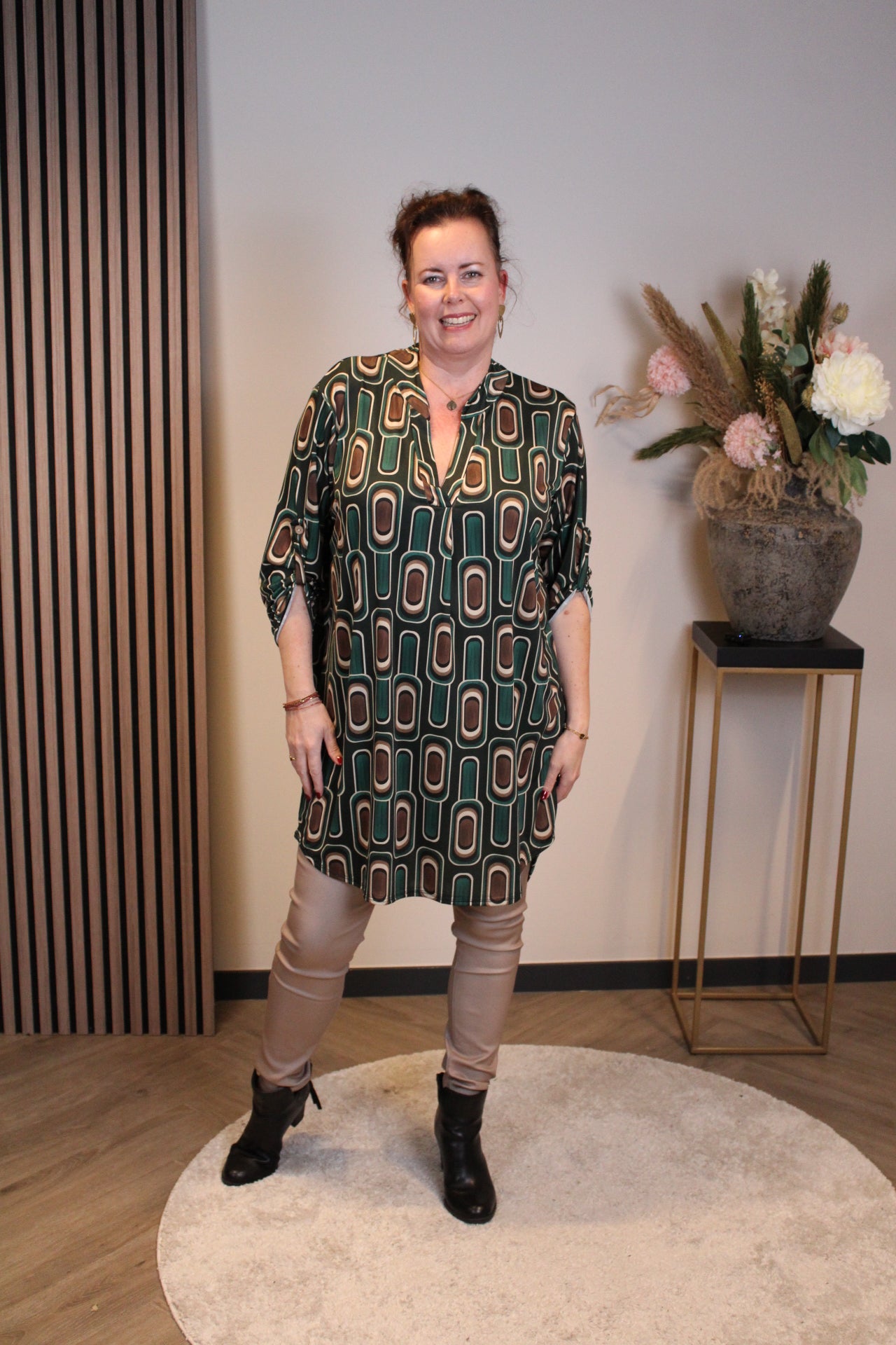 Lana | Blaue Bluse mit Kragen 38 bis 48