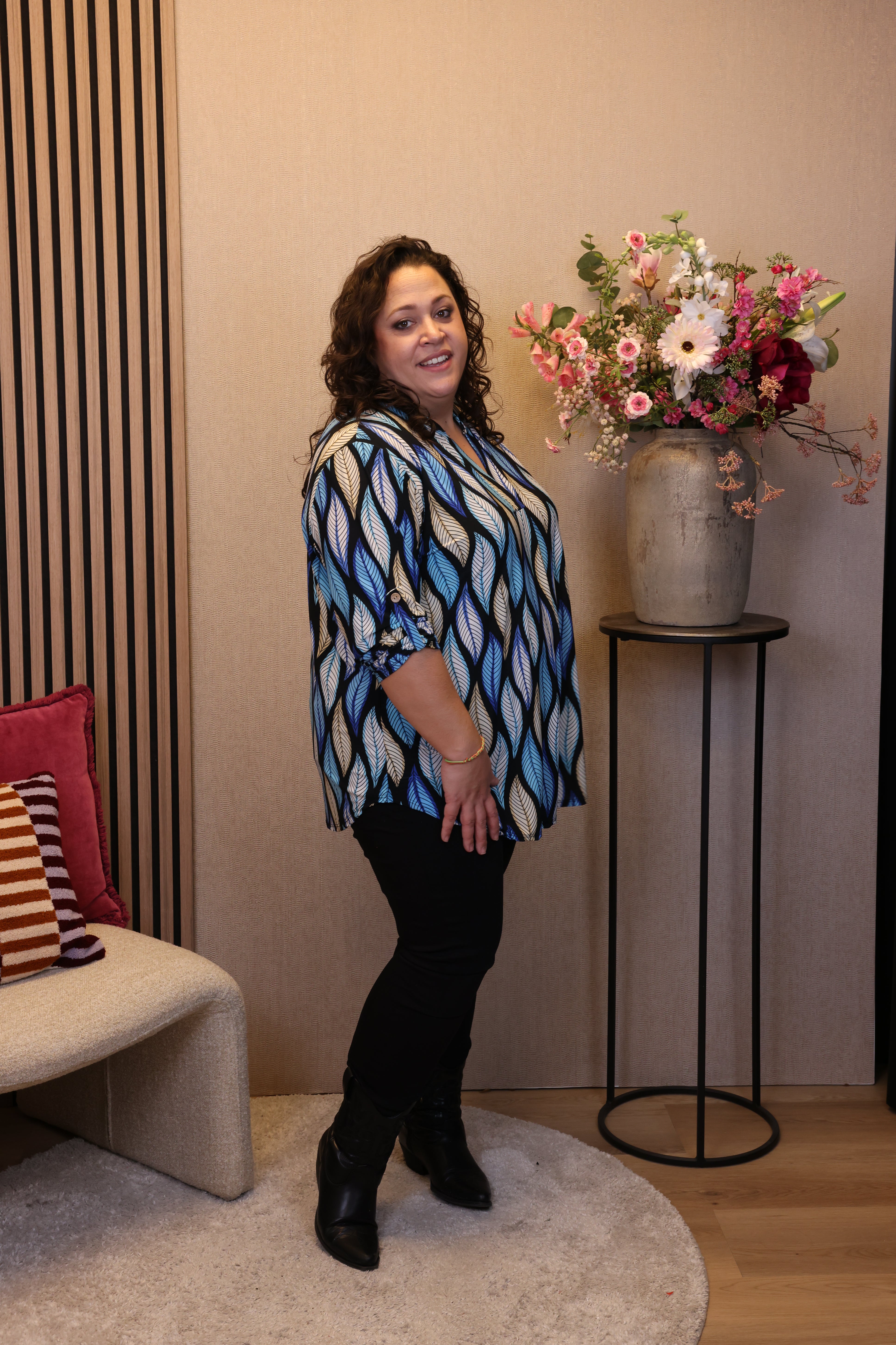 Dora | Bluse schwarz Langarm 52 bis 58