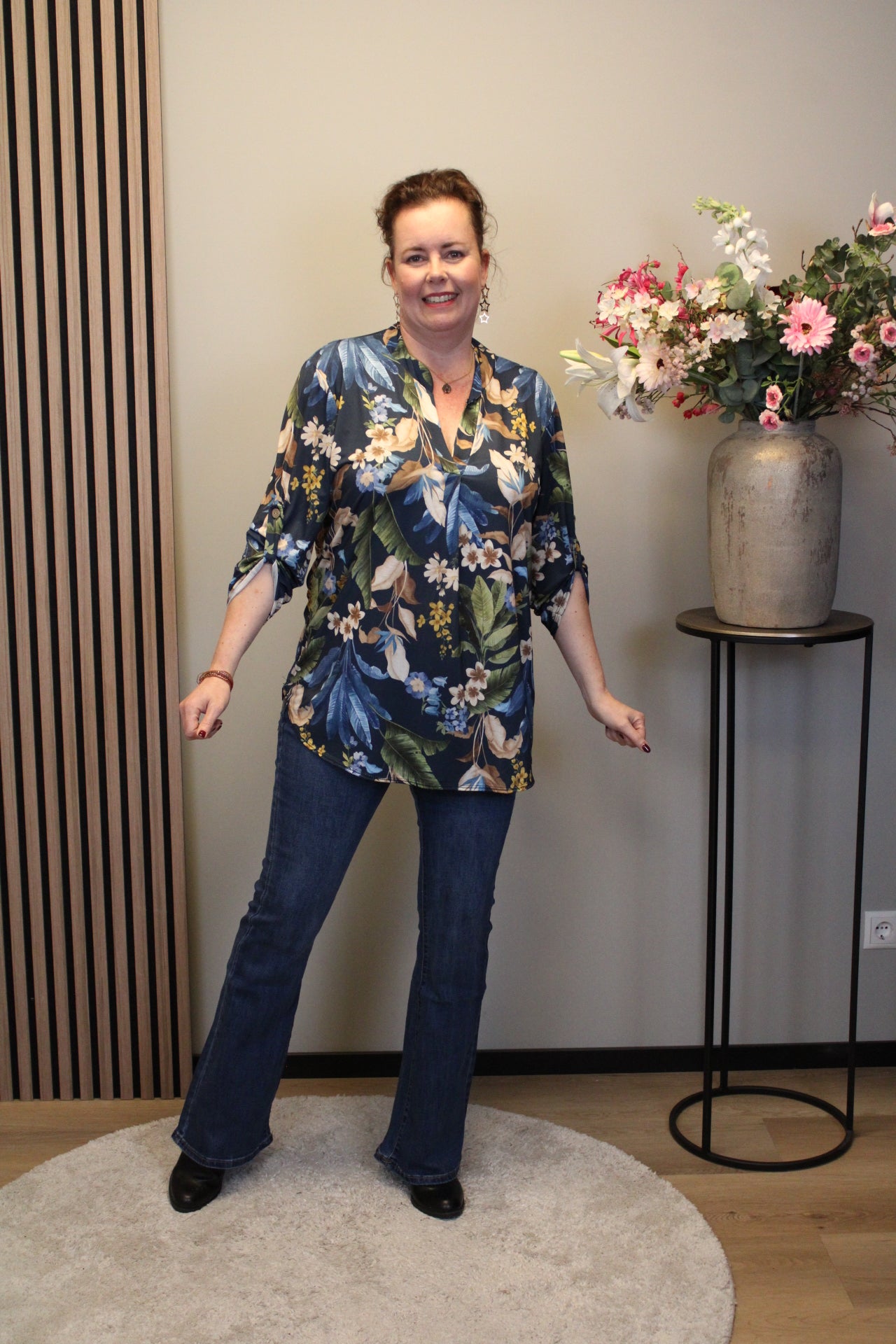 Dora | Bluse schwarz Langarm 52 bis 58