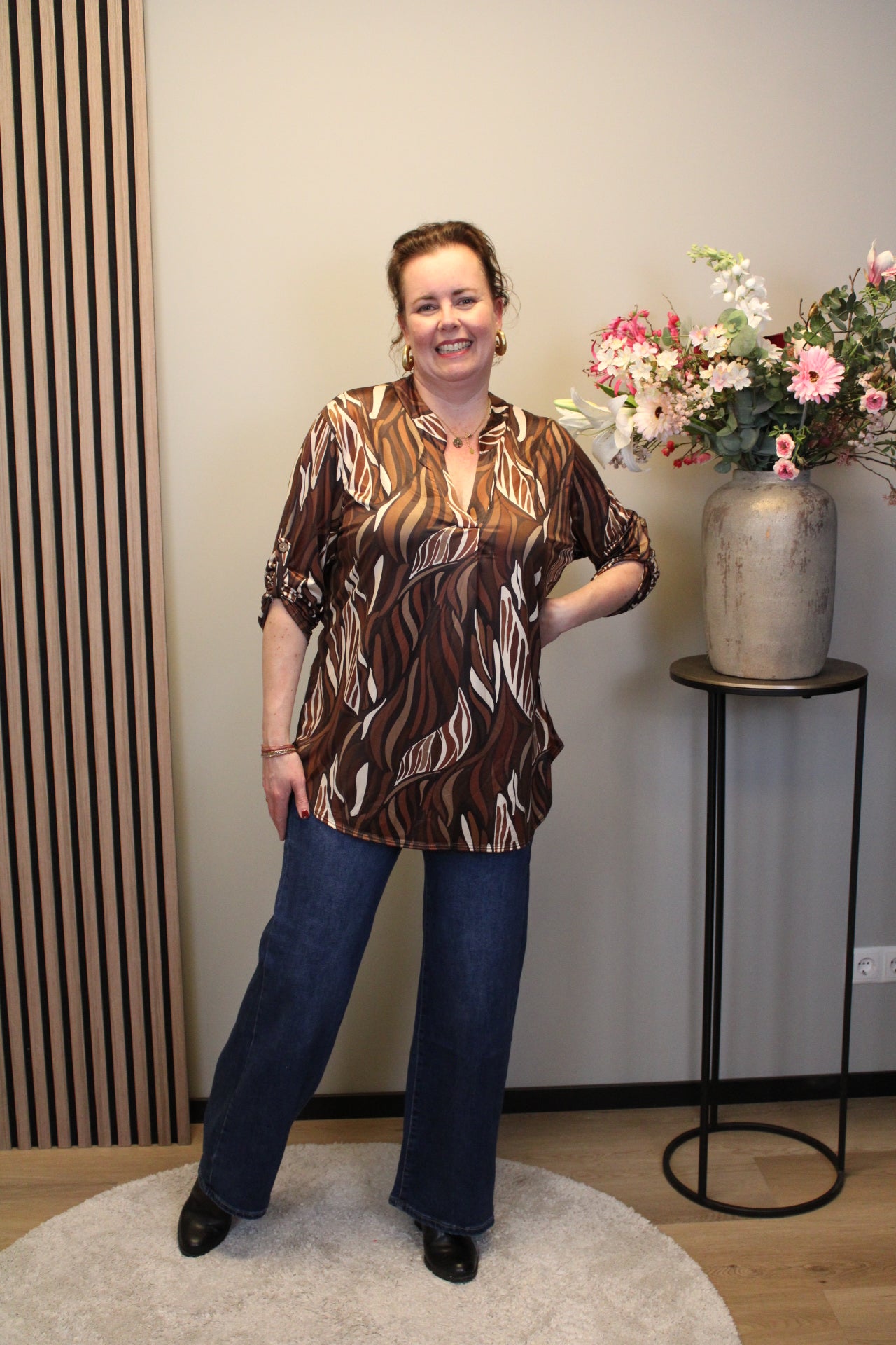 Dora | Bluse schwarz Langarm 52 bis 58