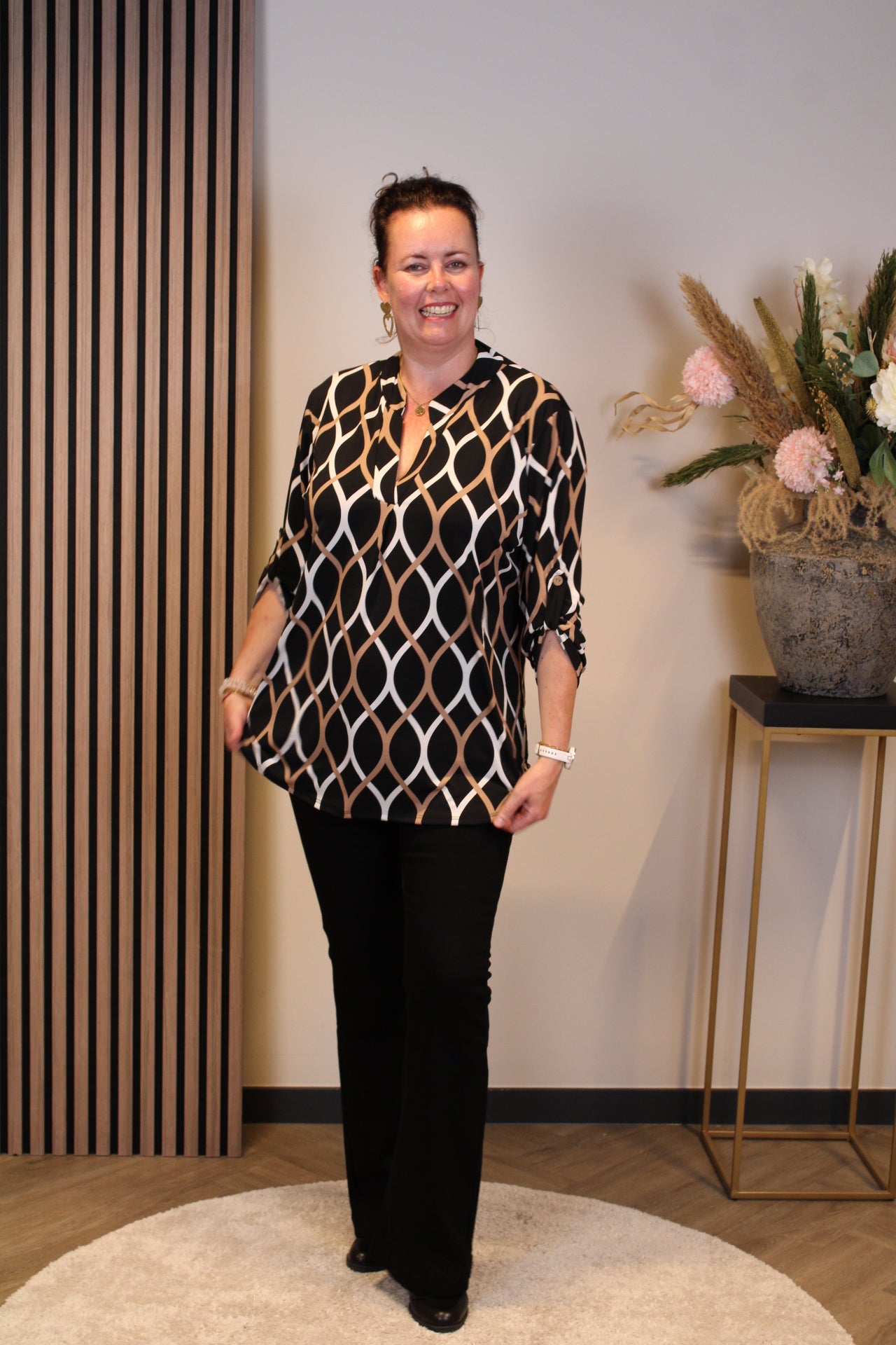 Hannah | Blouse zwart lange mouw 52 t/m 58