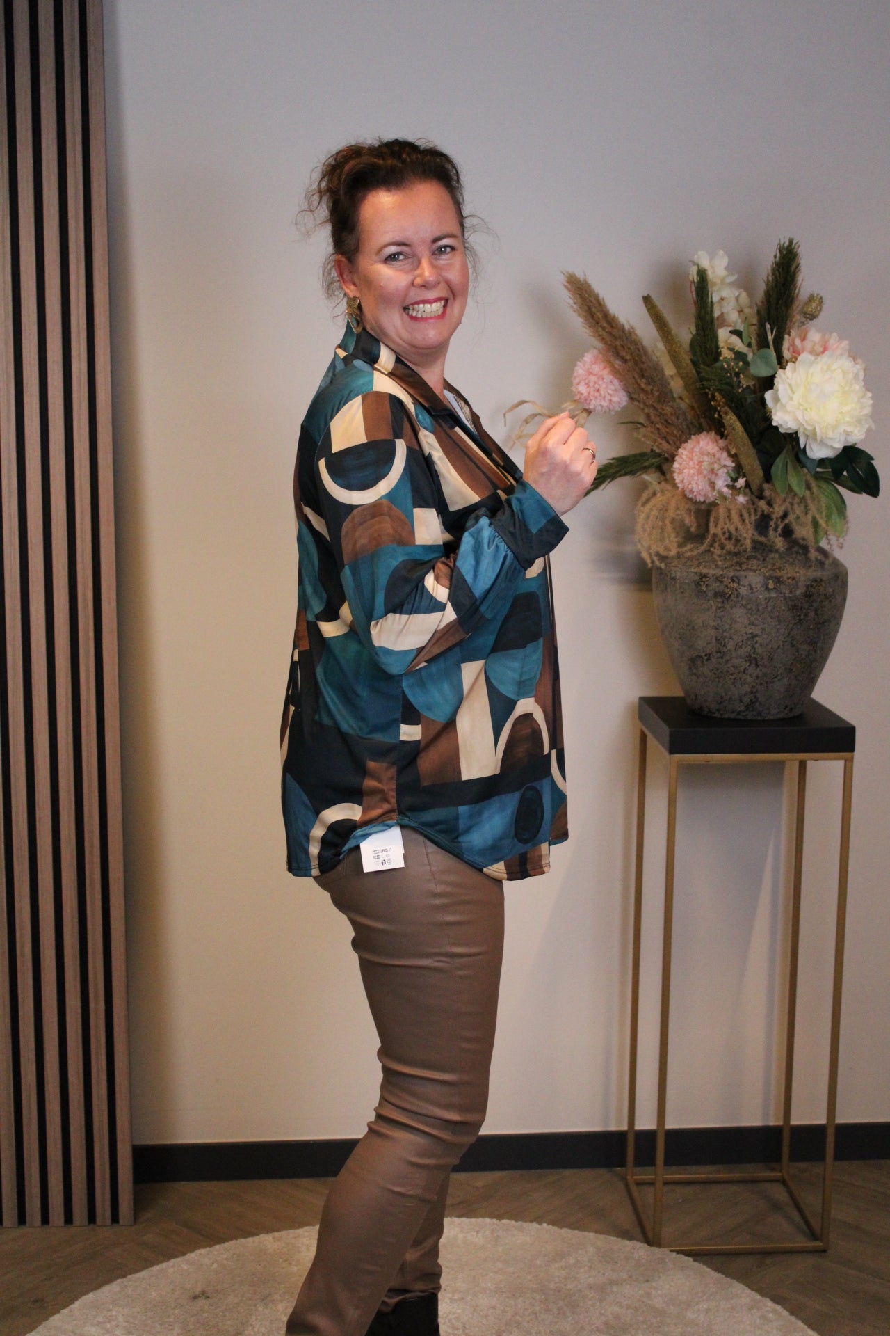 Lana | Blaue Bluse mit Kragen 38 bis 48